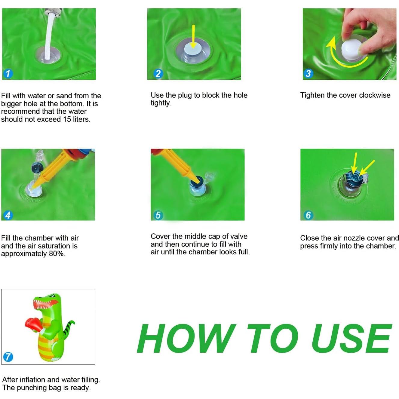 Bolsa de Boxeo Inflable OLNIEZZL Dinosaurio 119.4 cm para Niños