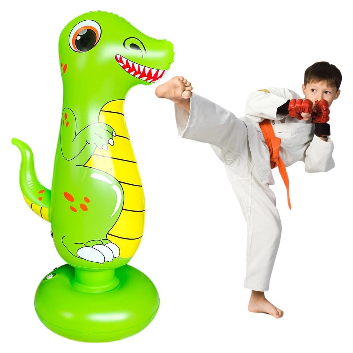Saco de Boxeo Inflable Cweopo 120 cm Verde y Blanco para Niños