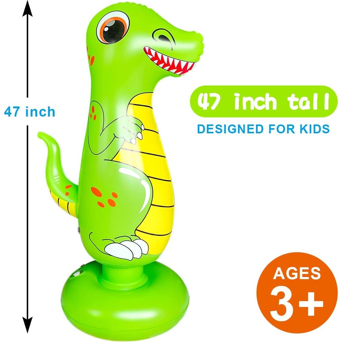 Saco de Boxeo Inflable Cweopo 120 cm Verde y Blanco para Niños