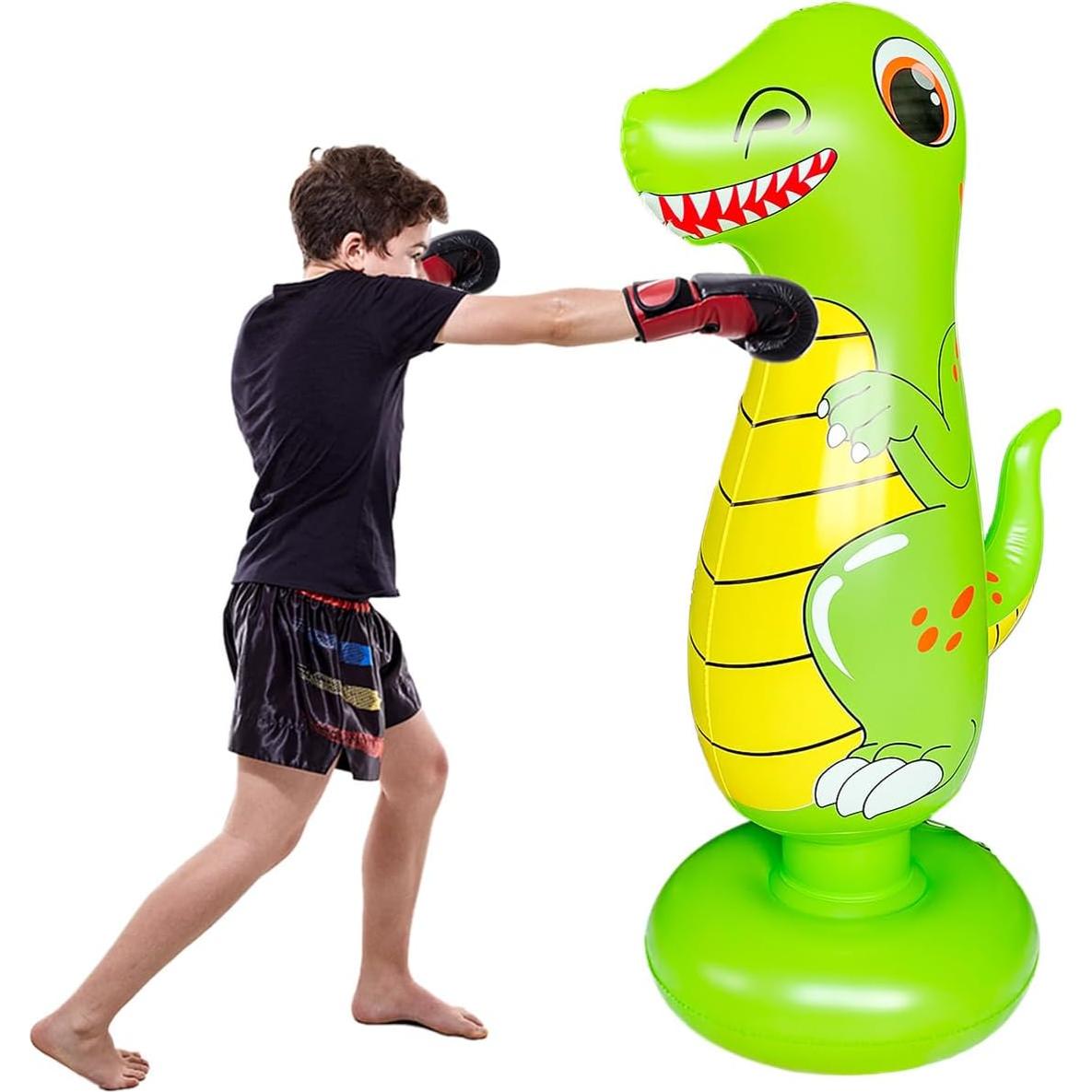 Saco de Boxeo Inflable Cweopo 120 cm Verde y Blanco para Niños