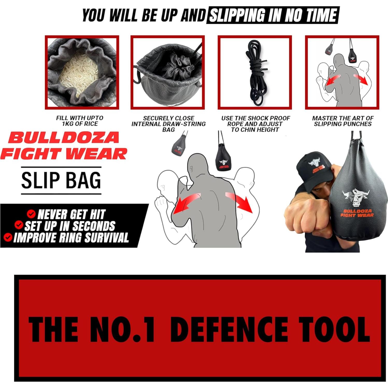Bolsa de Slip BULL DOZA FIGHT WEAR - 1kg - Negra - Entrenamiento