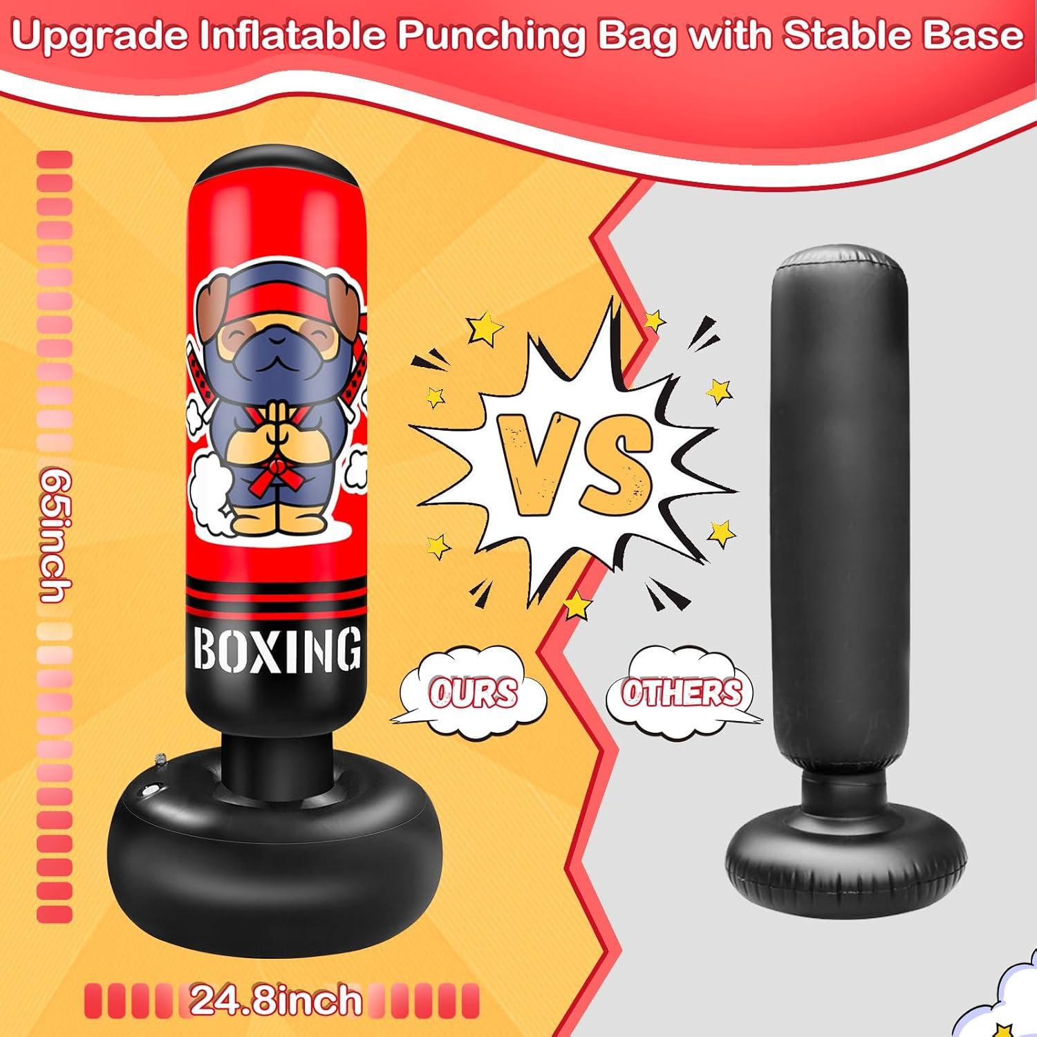 Saco de Boxeo Inflable SHZYGQ 165 cm con Guantes para Niños