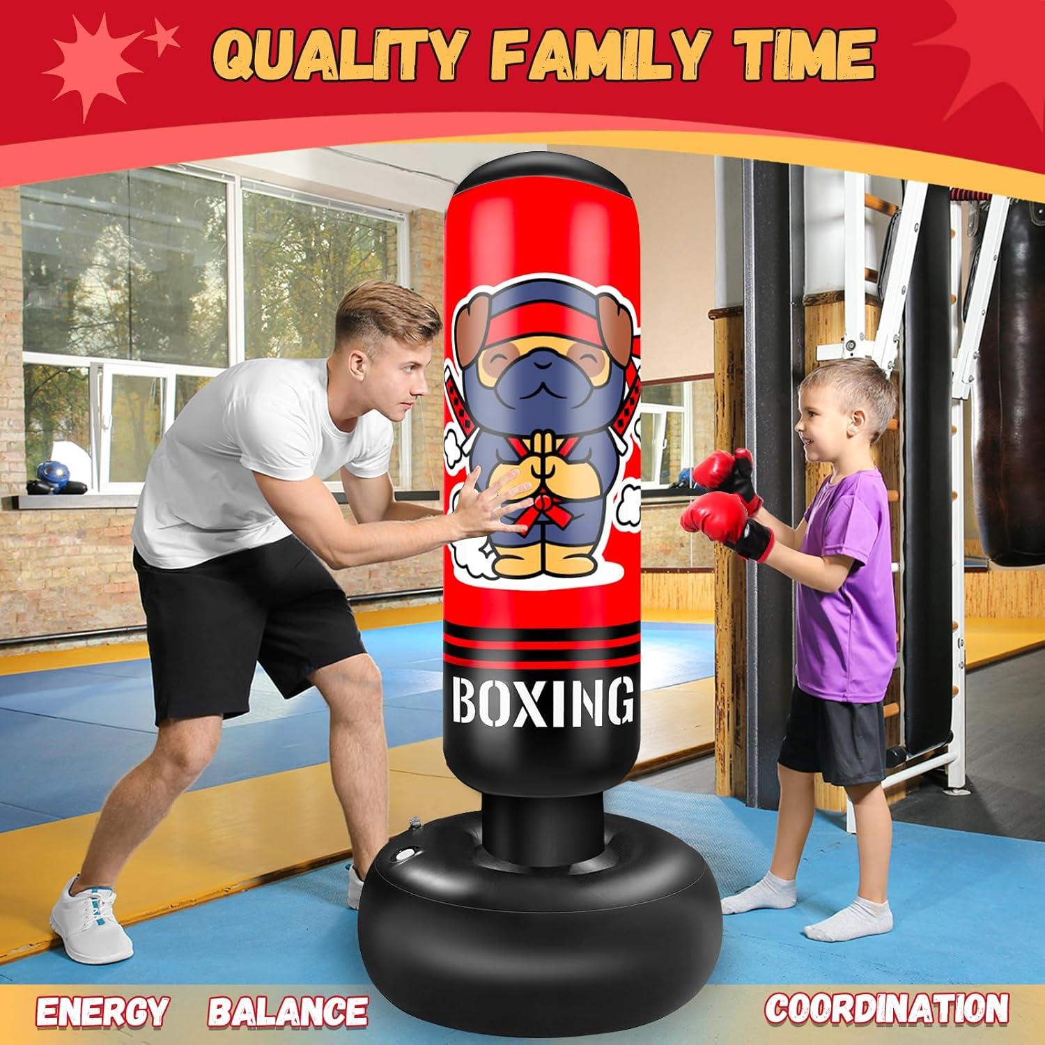 Saco de Boxeo Inflable SHZYGQ 165 cm con Guantes para Niños