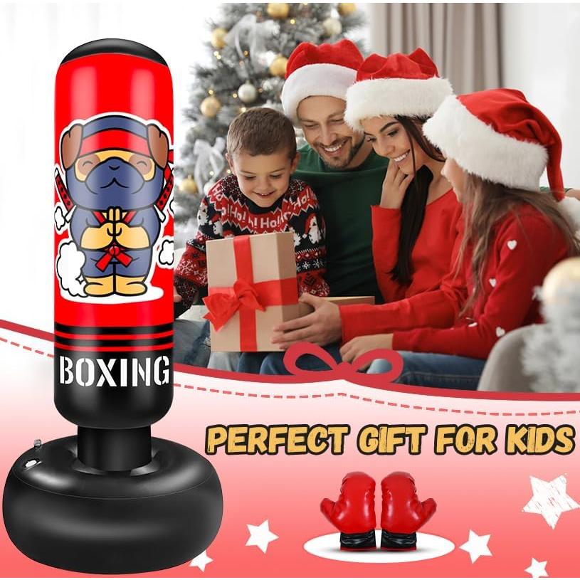 Saco de Boxeo Inflable SHZYGQ 165 cm con Guantes para Niños