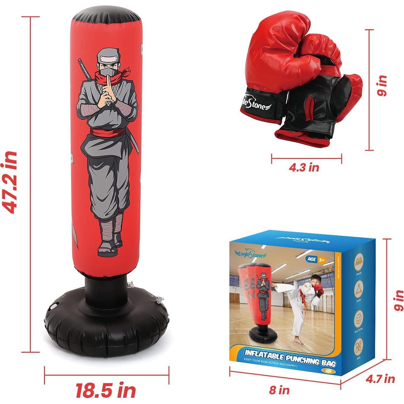 Bolsa de Boxeo Inflable EagleStone 119.88 cm con Guantes