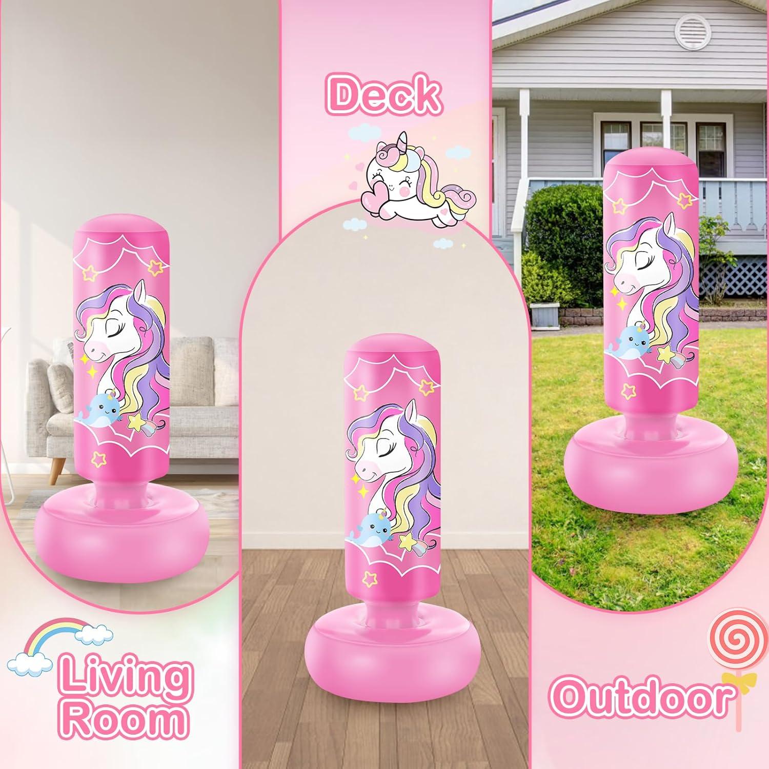 Bolsa de Boxeo Inflable YORWHIN 167.6 cm con Guantes Rosa