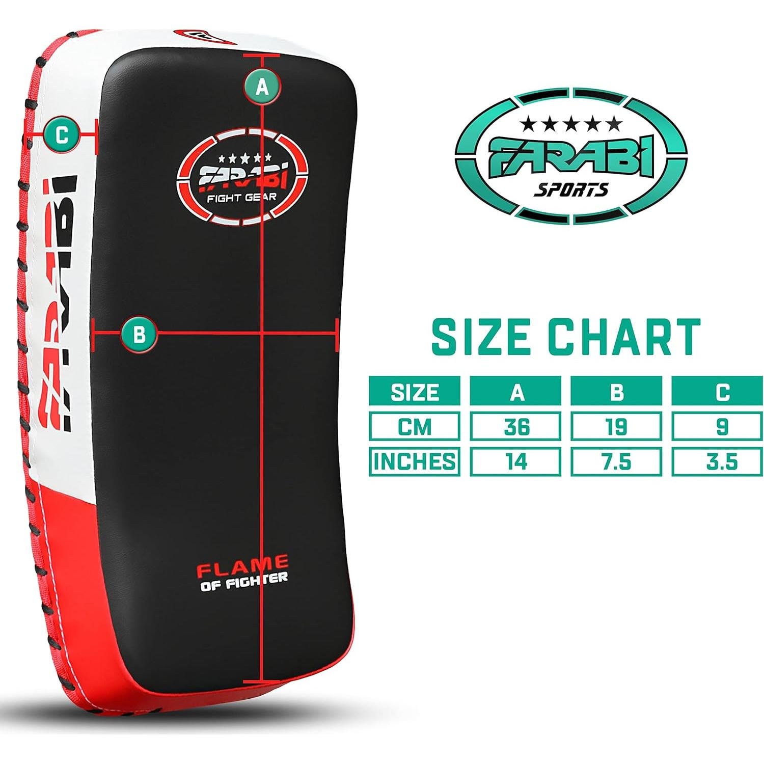 Pad de Entrenamiento Curvado Farabi Sports 36x19cm Rojo/Blanco