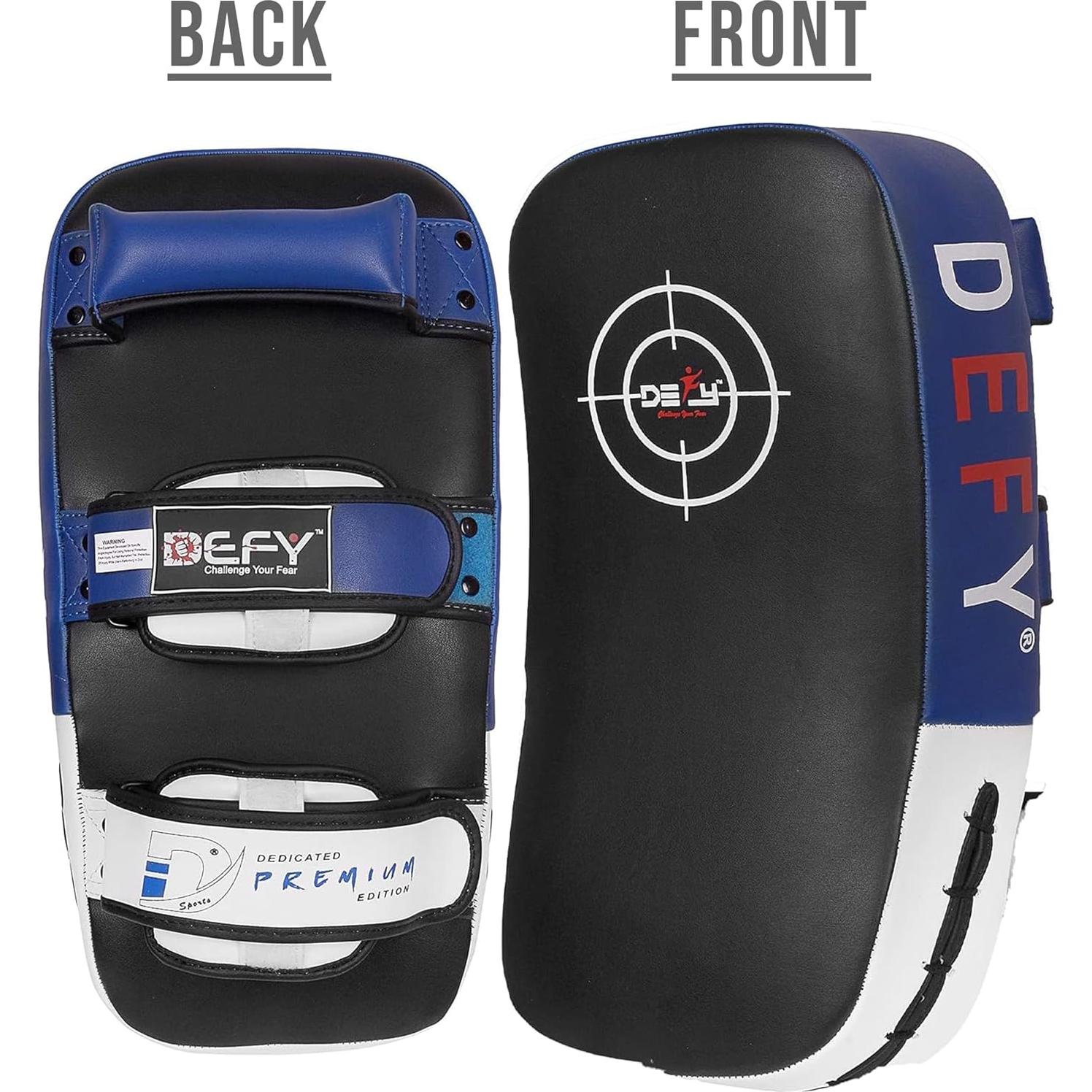 Defy Thai Pads de Cuero para Boxeo y Karate 37x19cm Azul