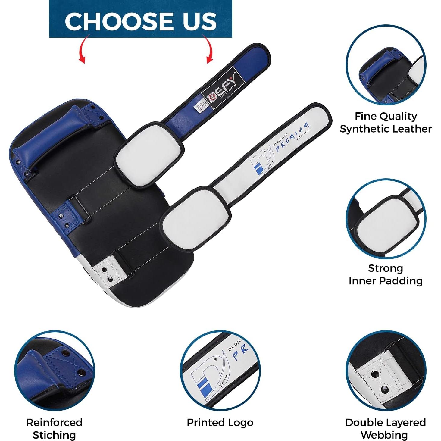 Defy Thai Pads de Cuero para Boxeo y Karate 37x19cm Azul