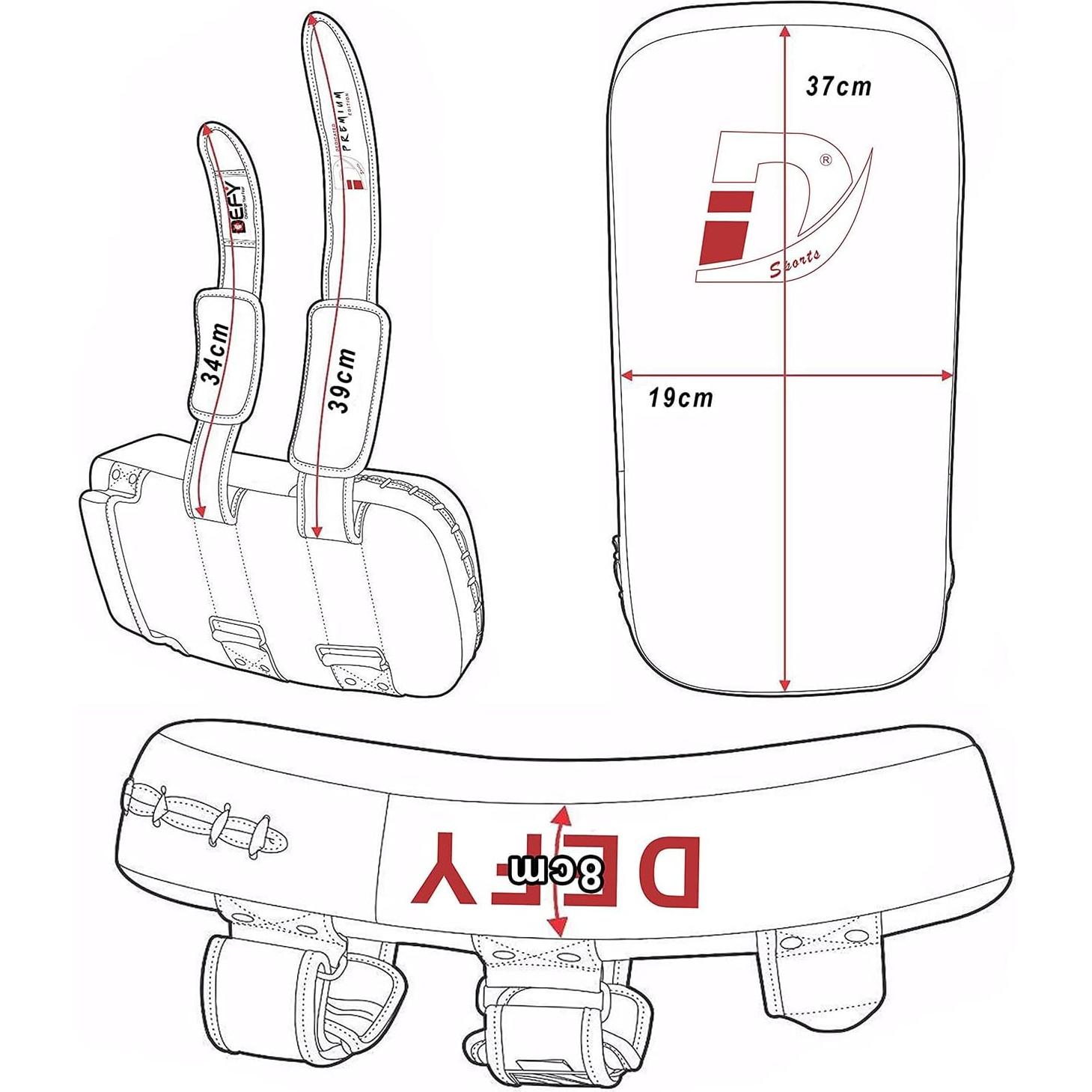 Defy Thai Pads de Cuero para Boxeo y Karate 37x19cm Azul