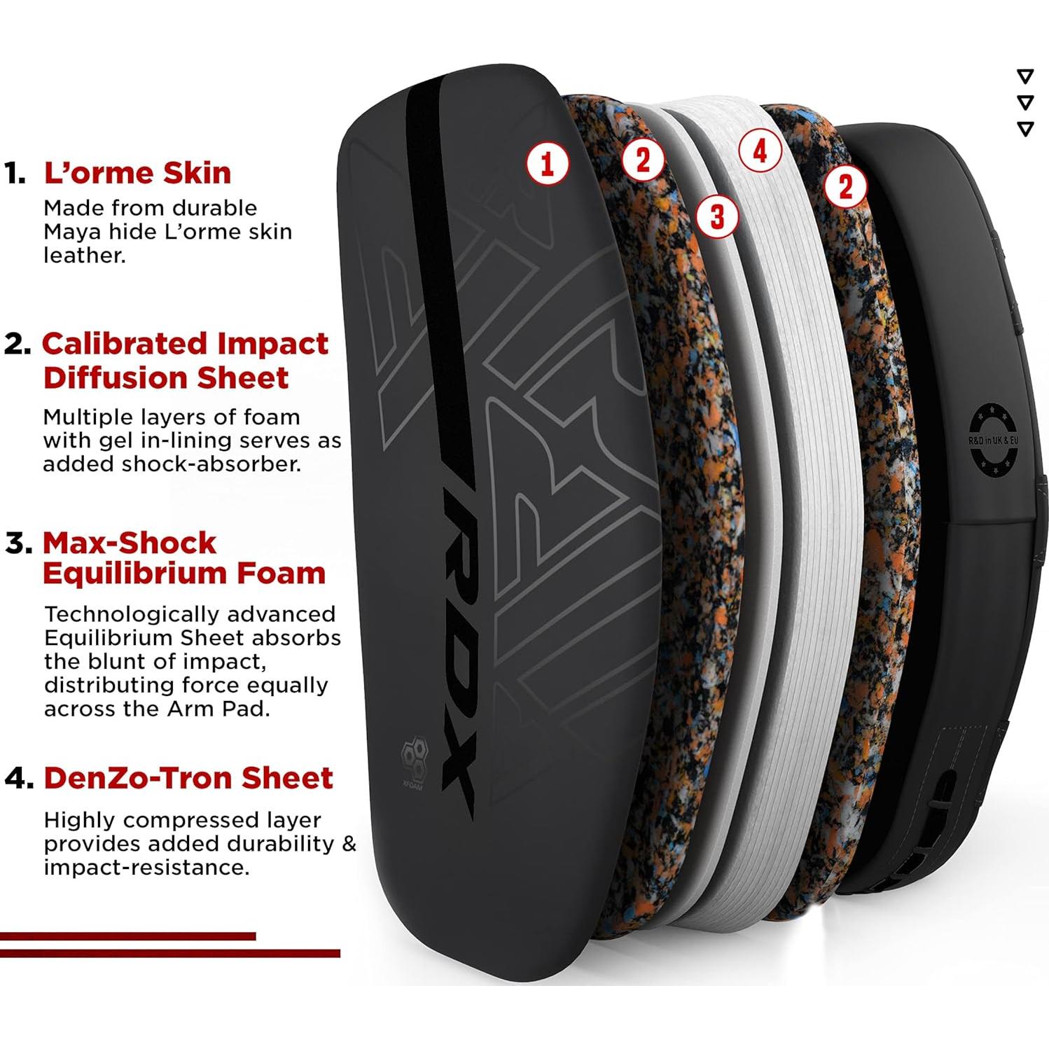 RDX Thai Pads Curved Kickboxing Muay Thai Negro 0.9kg