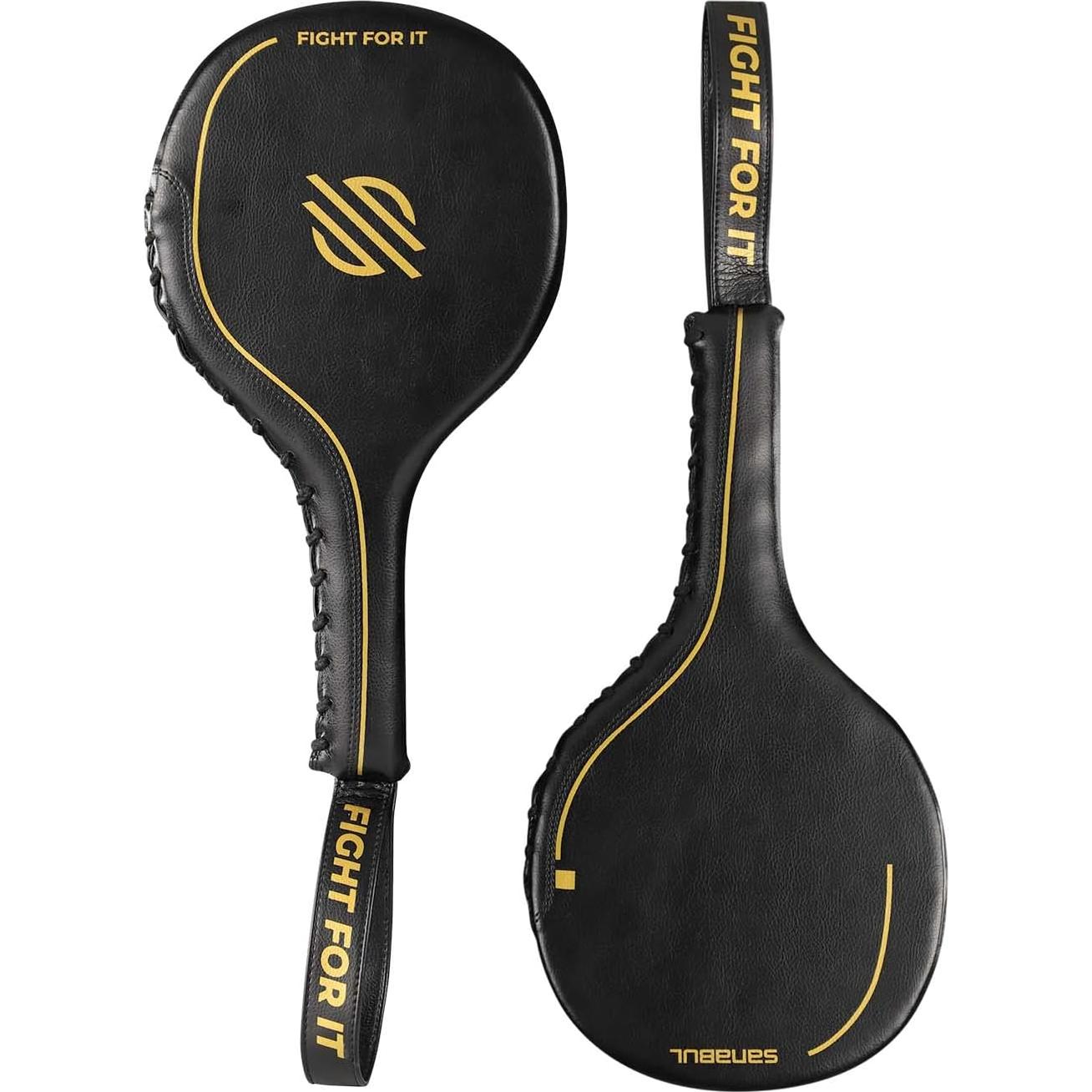 Palas de Boxeo Sanabul Gold Strike Profesionales - Negro/Dorado