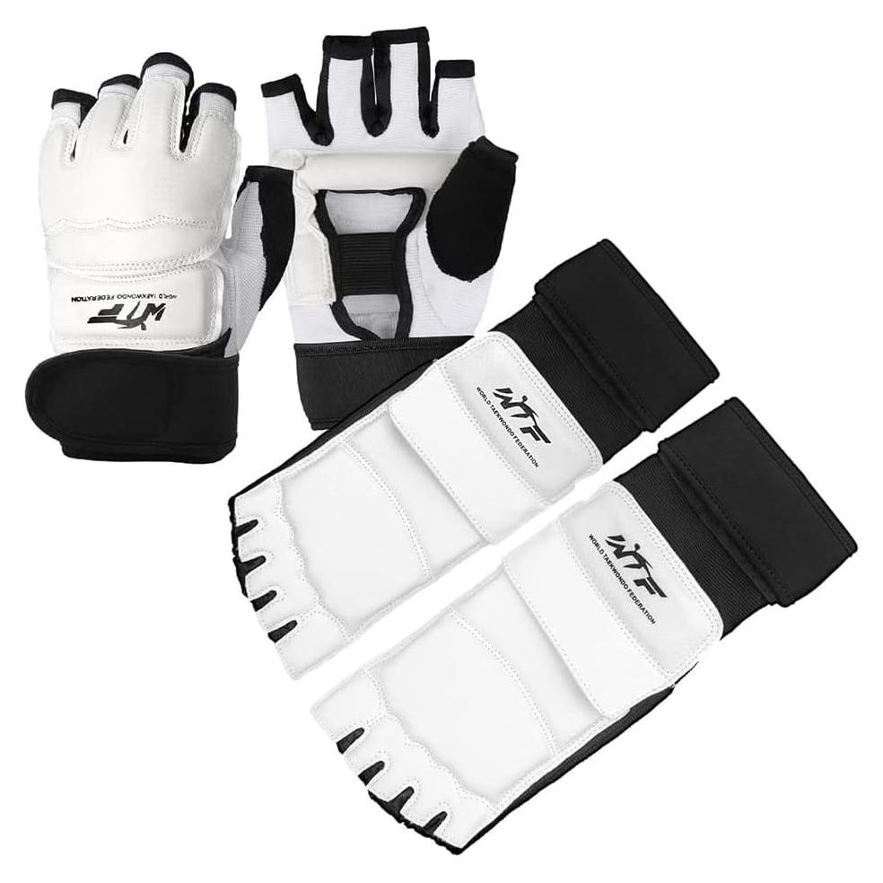 Conjunto Guantes y Protector de Pies LangRay Taekwondo Blanco
