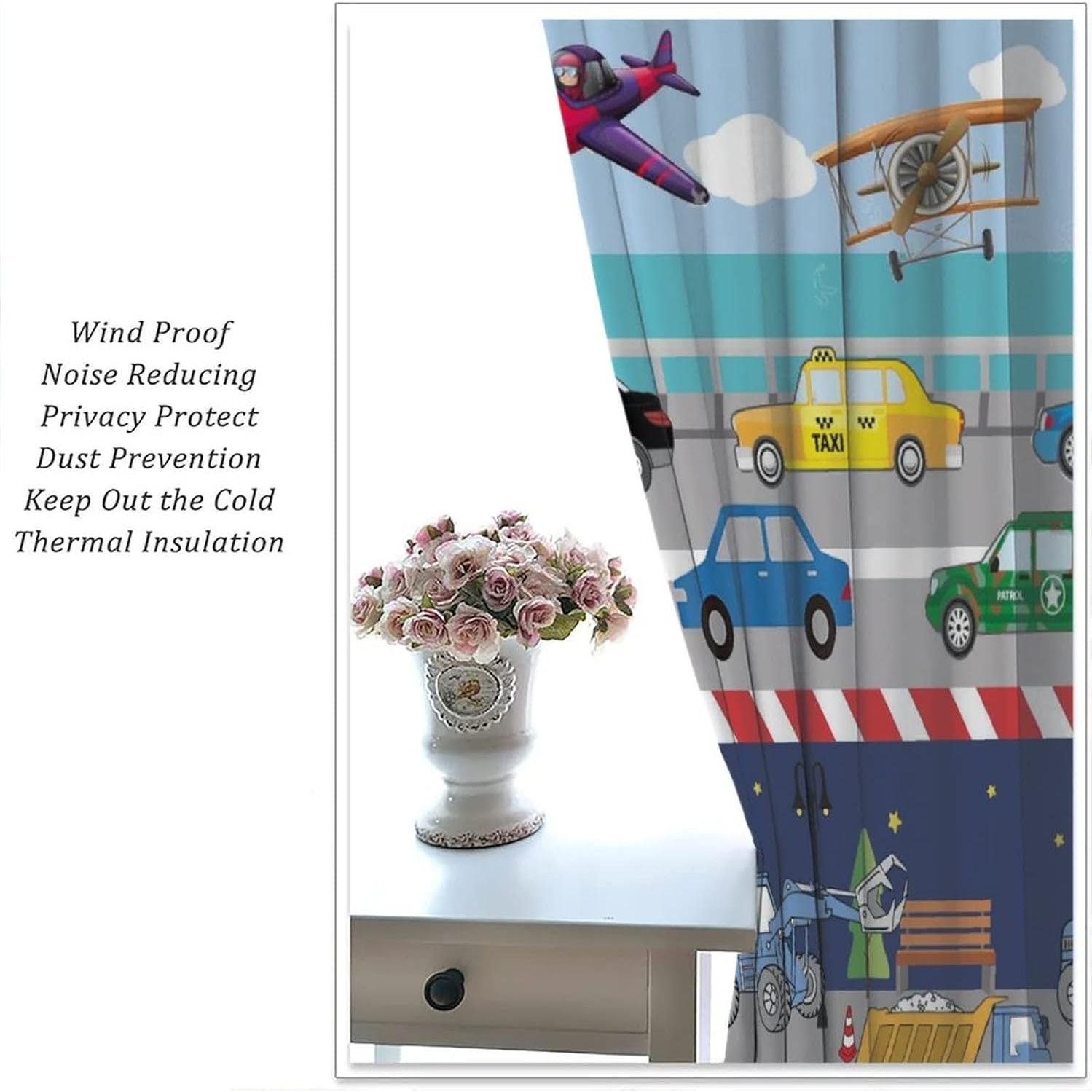 Cortinas de Niños SXXLDNG 2 Paneles 53x158 cm Autos