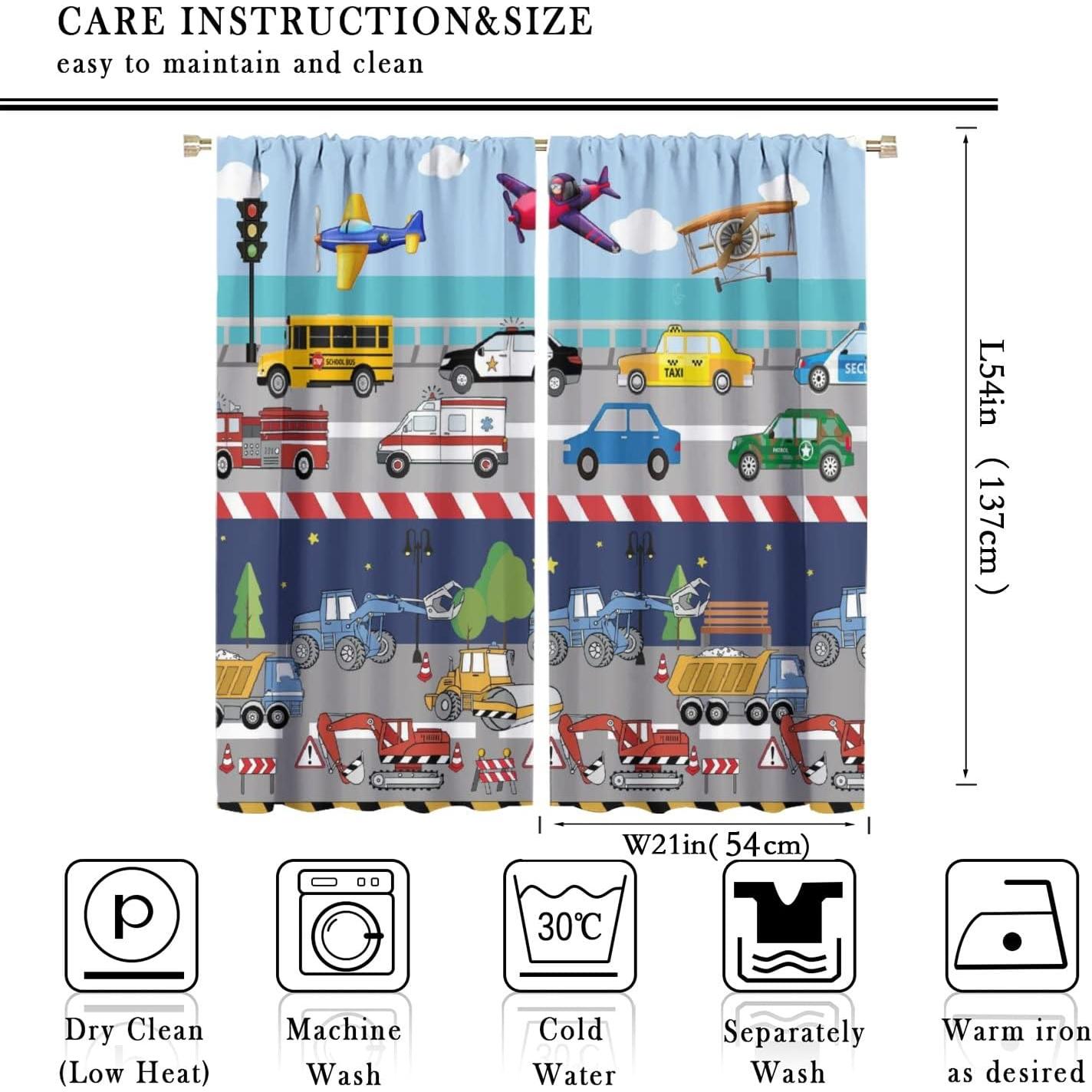 Cortinas de Niños SXXLDNG 2 Paneles 53.5x53.5 cm Autos
