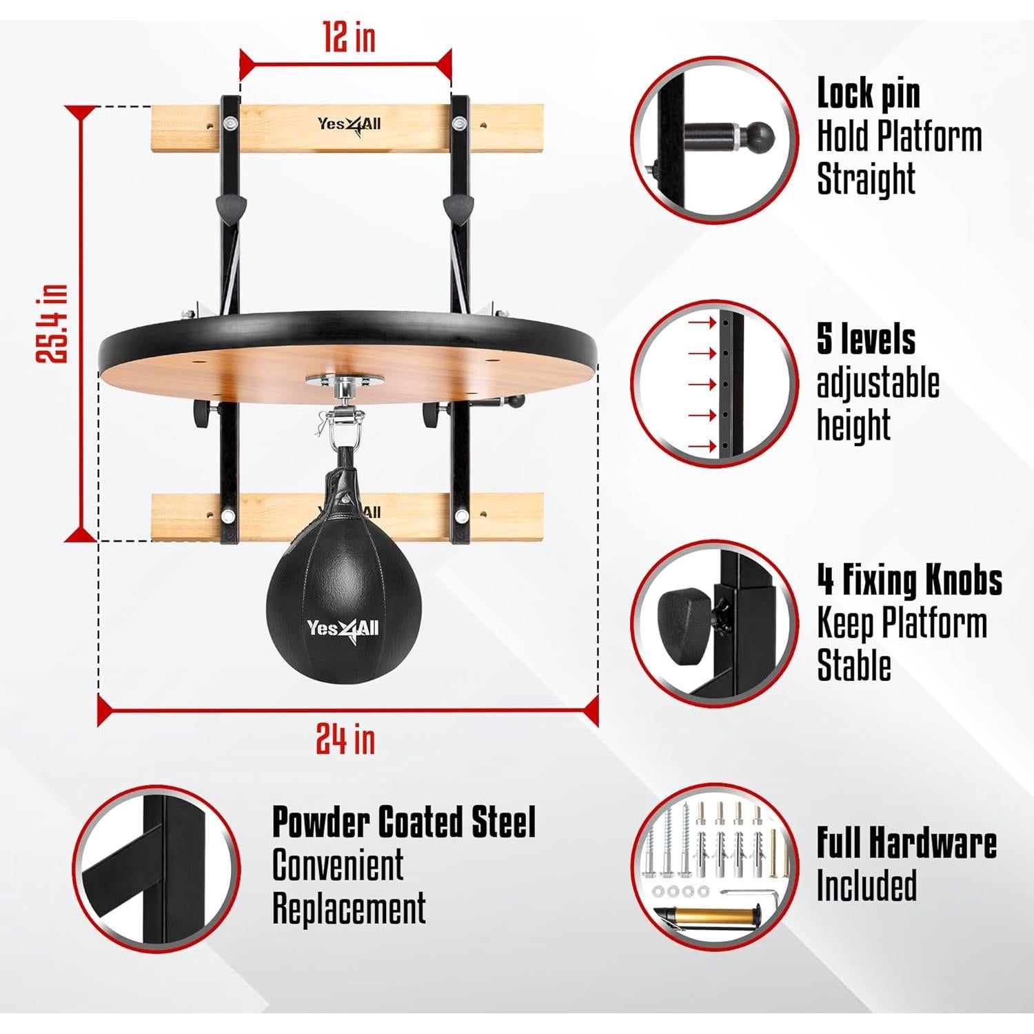 Plataforma de Bolsa de Velocidad Ajustable Yes4All 24" Boxeo