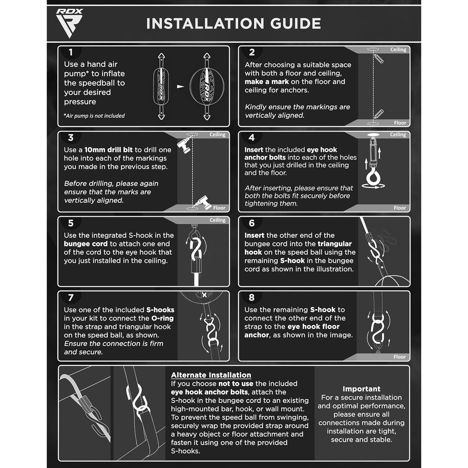 Bolsa de Boxeo Doble Extremo RDX 70cm con Cuerda Bungee 121.92cm