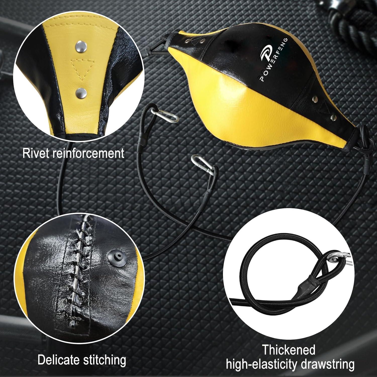 Saco de Boxeo Doble Cabeza Powerfeng - PVC, 0.32 kg, Negro Amarillo