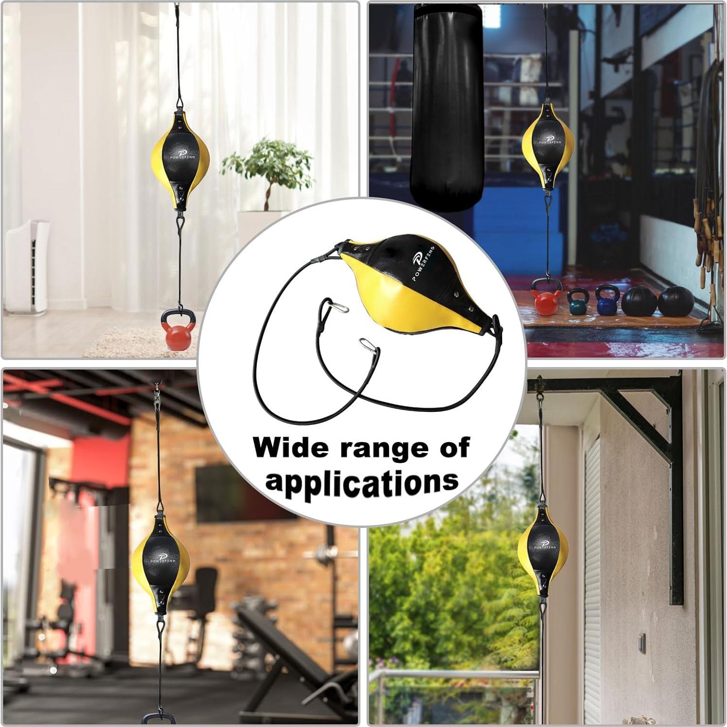 Saco de Boxeo Doble Cabeza Powerfeng - PVC, 0.32 kg, Negro Amarillo