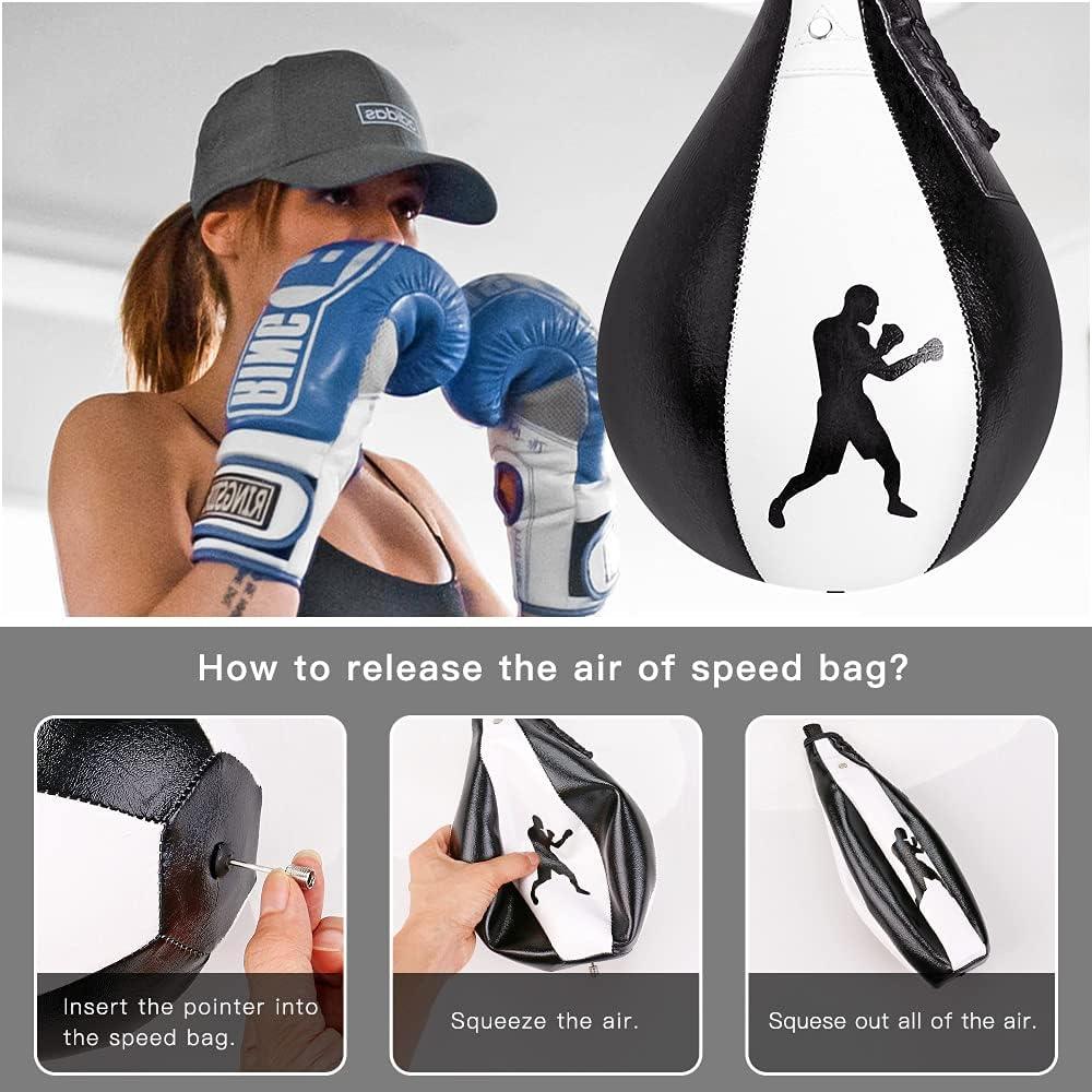 Kit Bolsa de Velocidad Boxeo BeneLabel Cuero Premium 0.76kg