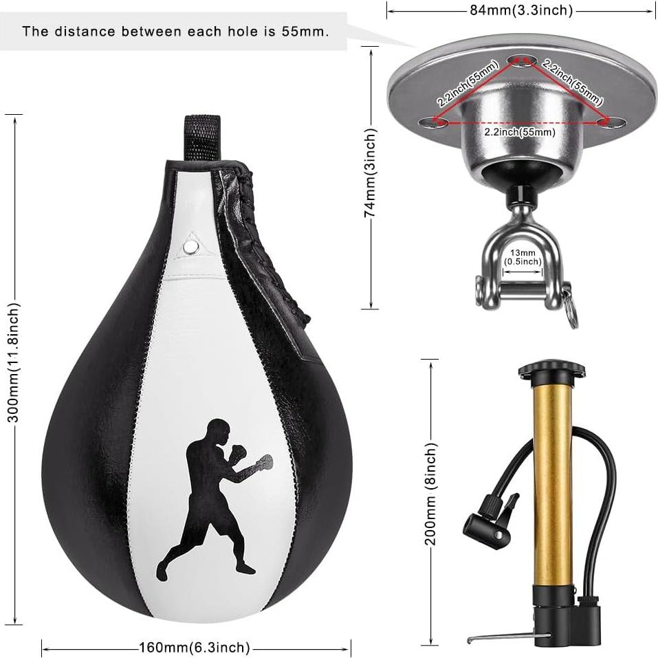 Kit Bolsa de Velocidad Boxeo BeneLabel Cuero Premium 0.76kg