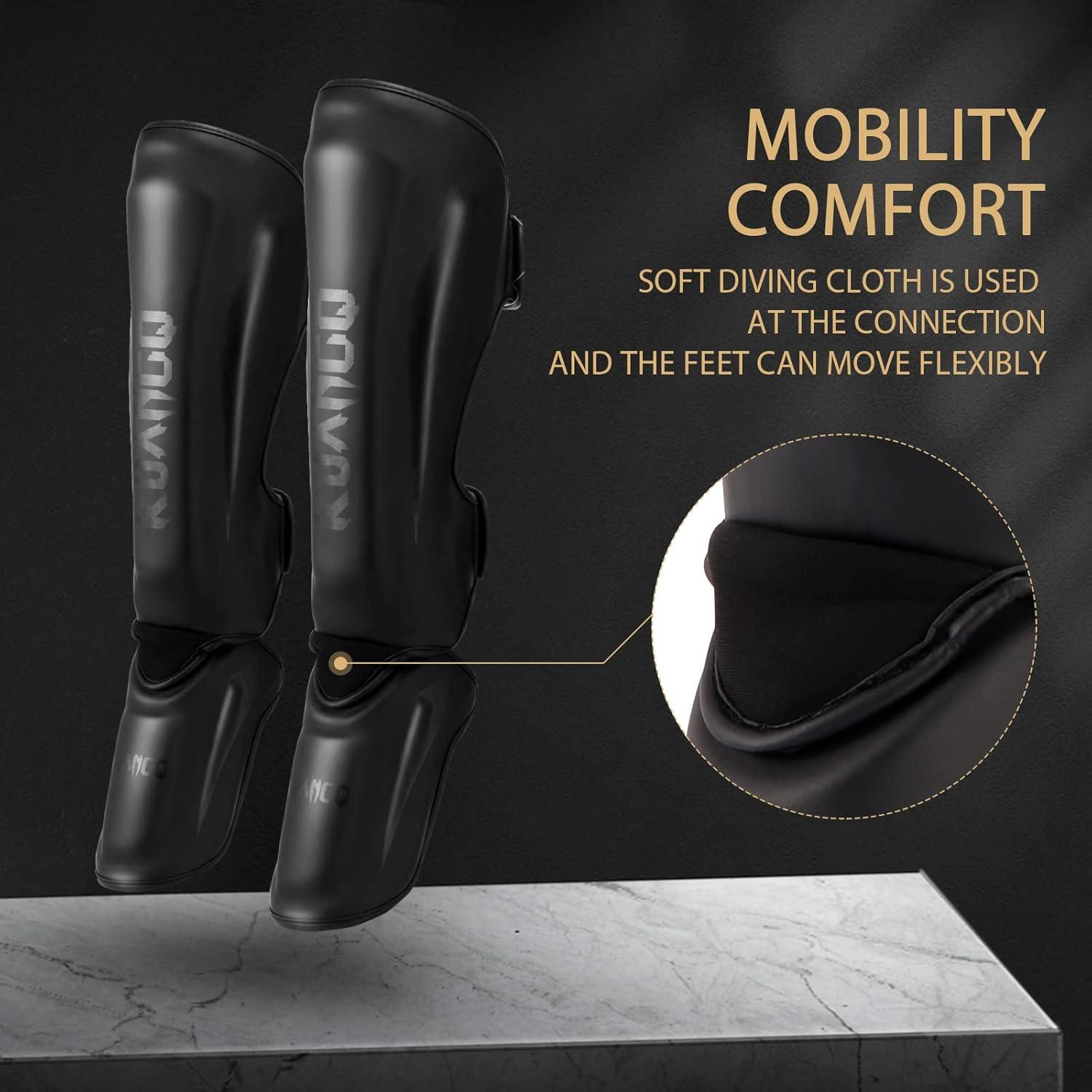 Protectores de Espinillas Muay Thai KUANG QUAN KQ - Negro