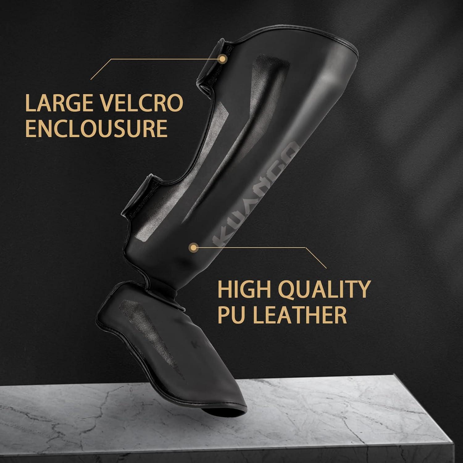 Protectores de Espinillas Muay Thai KUANG QUAN KQ - Negro