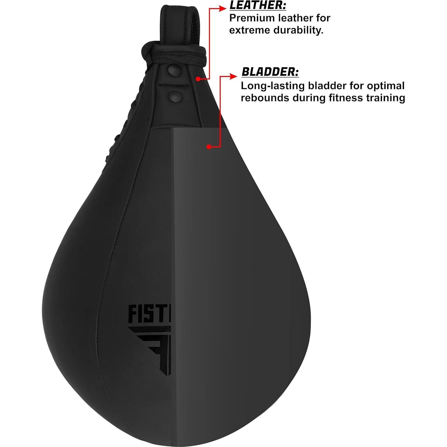 Bolsa de Velocidad FISTRAGE de Cuero para Boxeo y MMA - Negro