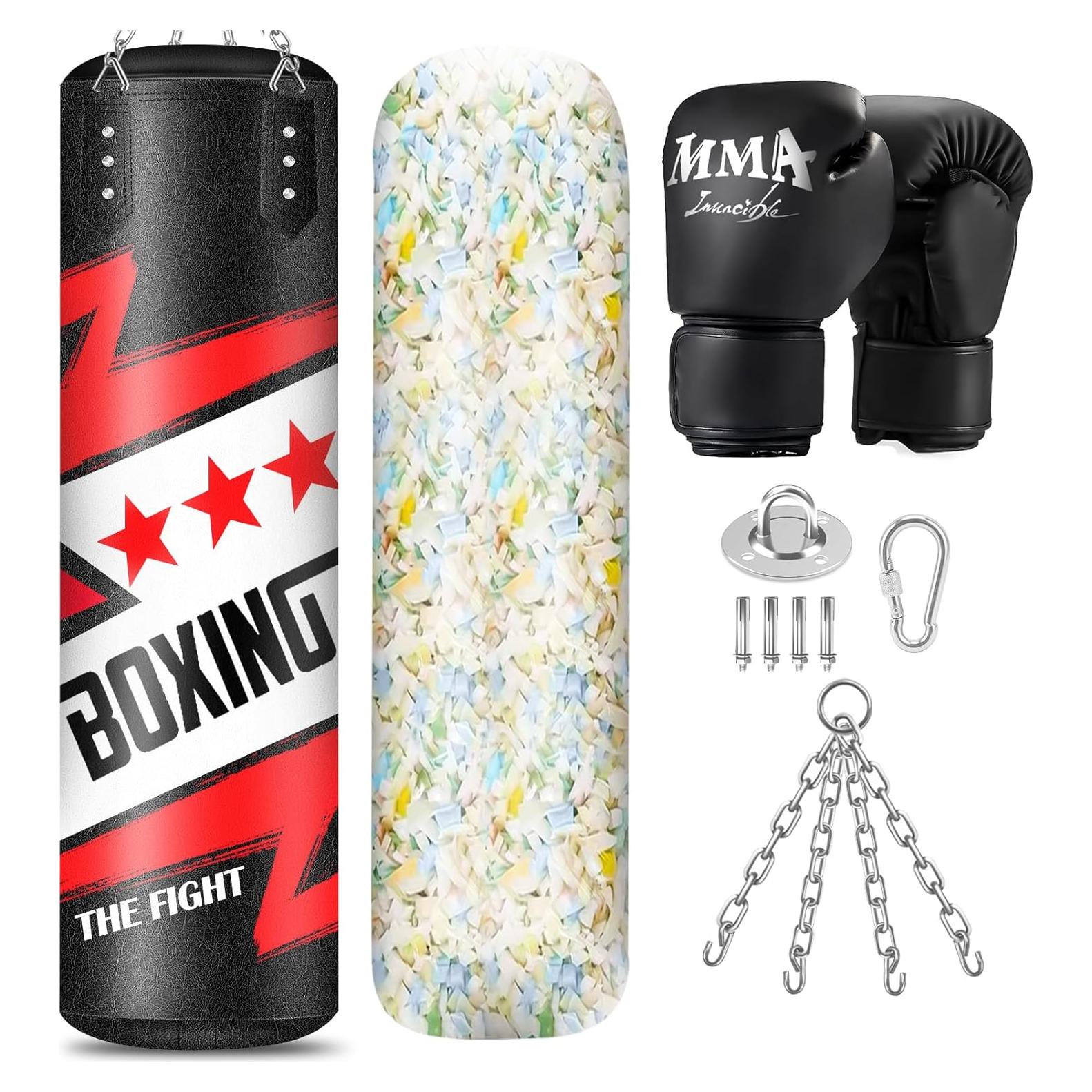 Saco de Boxeo Colgante YORWHIN 4FT con Guantes 12OZ y Relleno