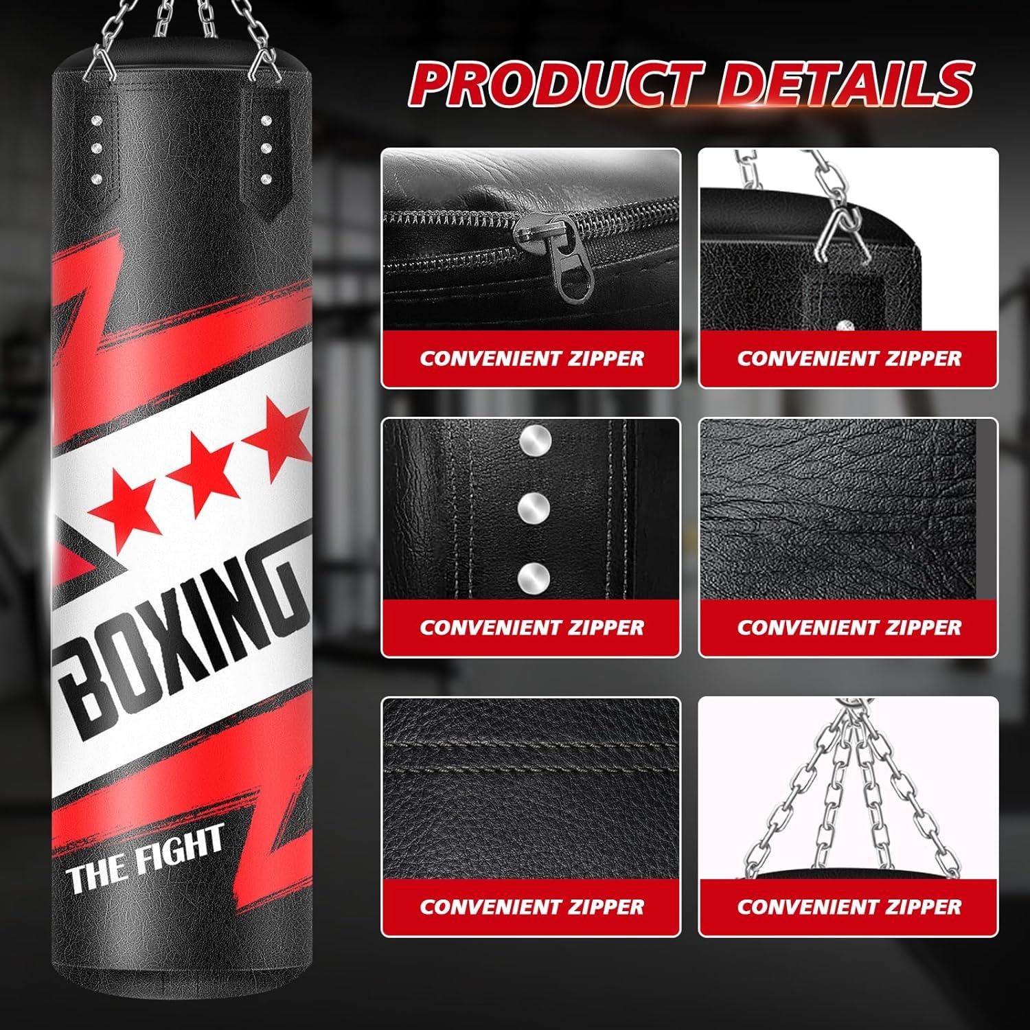 Saco de Boxeo Colgante YORWHIN 4FT con Guantes 12OZ y Relleno