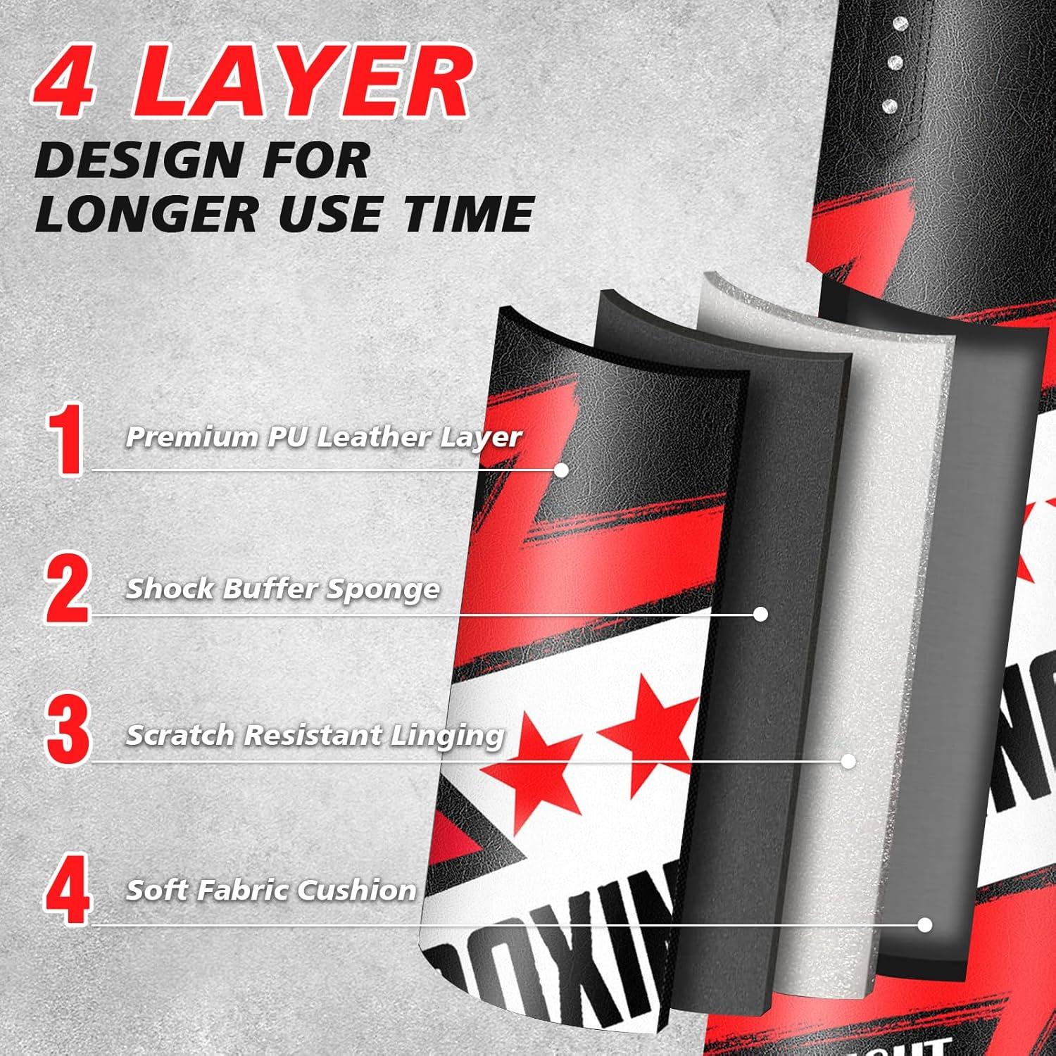 Saco de Boxeo Colgante YORWHIN 4FT con Guantes 12OZ y Relleno