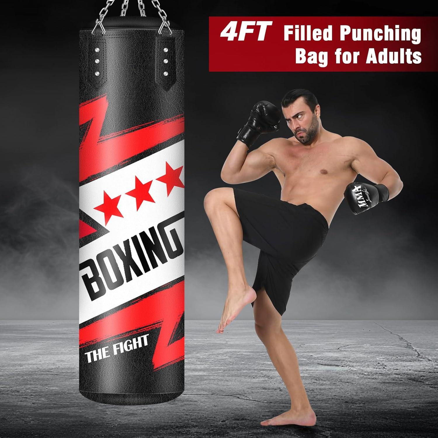 Saco de Boxeo Colgante YORWHIN 4FT con Guantes 12OZ y Relleno