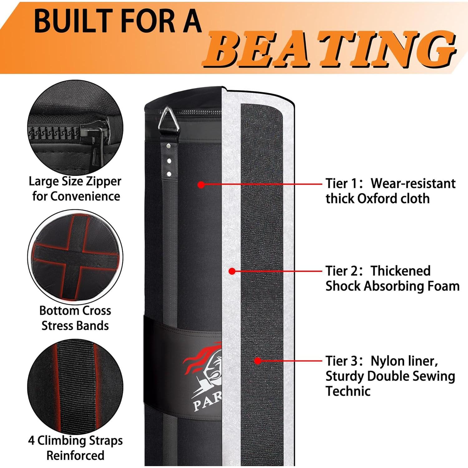 Saco de Boxeo Colgante PARPIQ 4FT + Guantes 12oz + Soporte