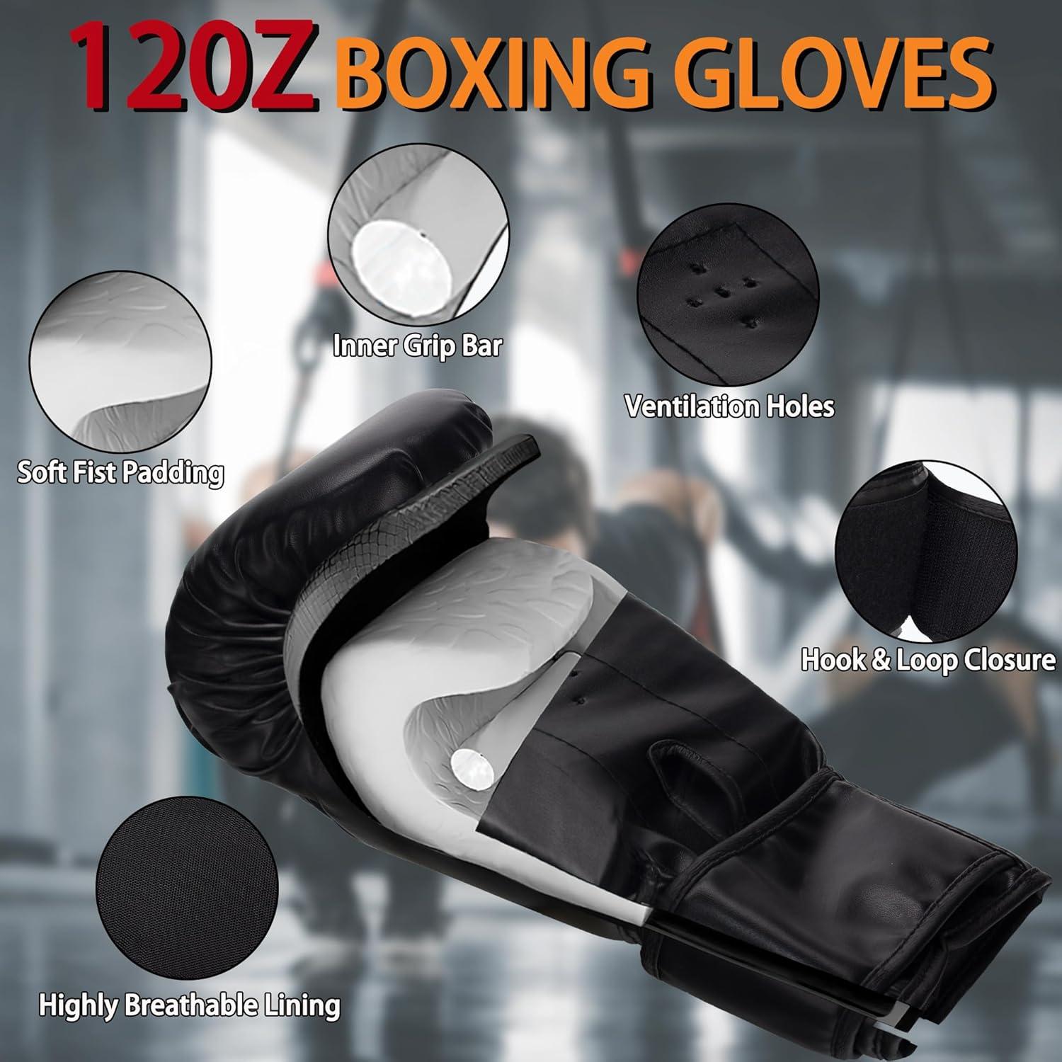 Saco de Boxeo Colgante PARPIQ 4FT + Guantes 12oz + Soporte