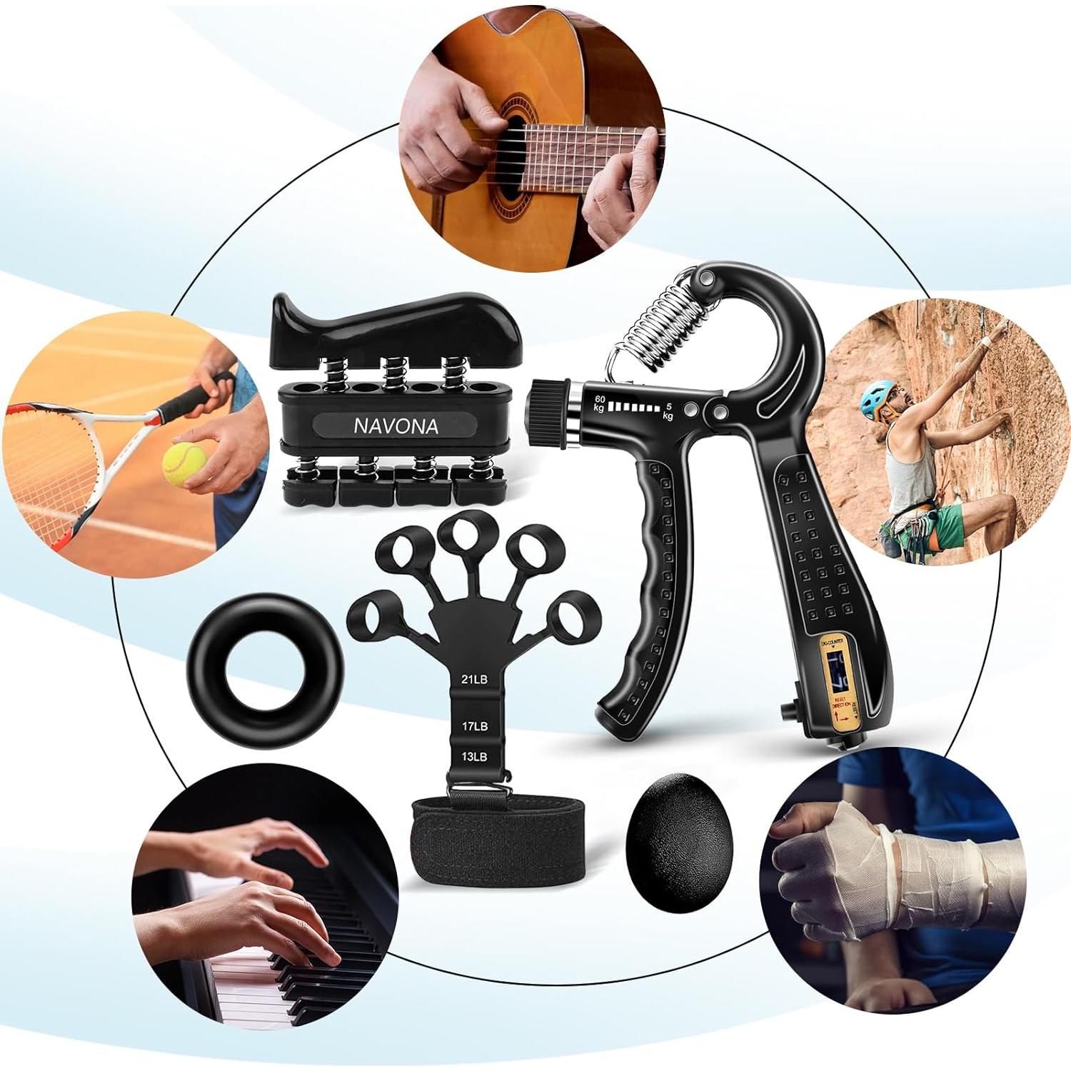 Kit de Entrenador de Fuerza de Agarre Navona 5 PCS