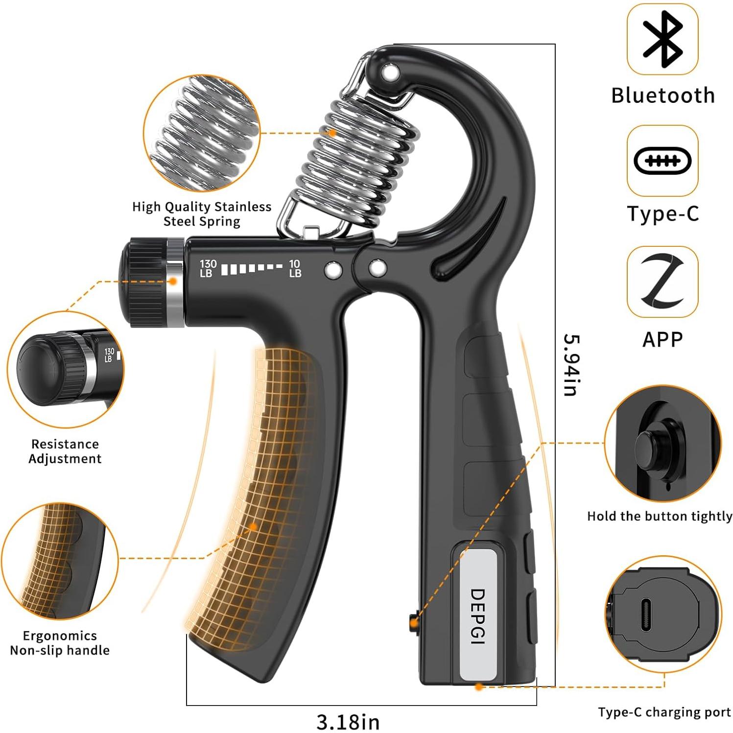 Entrenador de Fuerza de Agarre DEPGI con App - 2 Pack