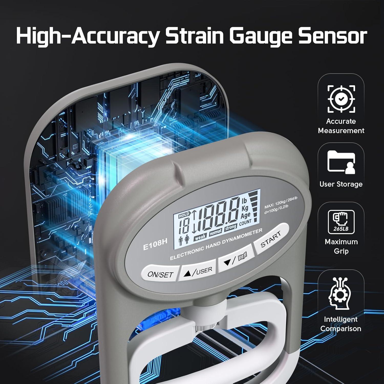 Entrenador de Fuerza de Agarre Enaud con Dinamómetro 120 kg