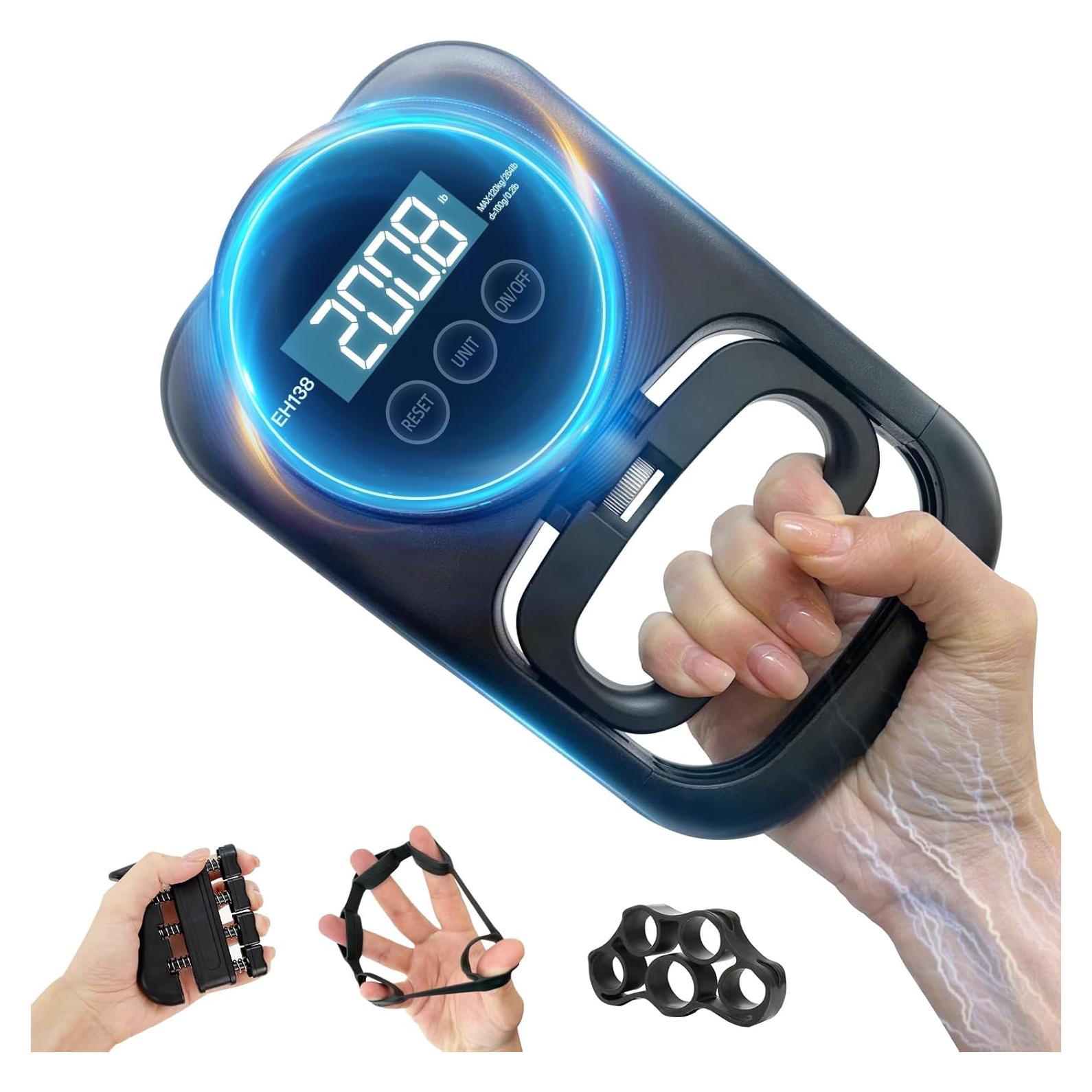 Entrenador de Fuerza de Agarre Enaud Dinamómetro 120 kg LED