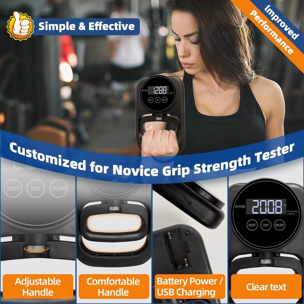 Entrenador de Fuerza de Agarre Enaud Dinamómetro 120 kg LED