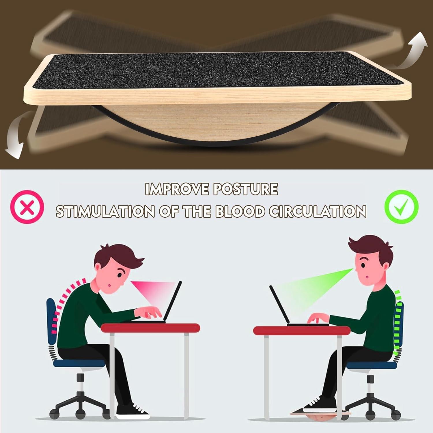 Tabla de Equilibrio JILTWO de Madera Antideslizante 44.5x34.3cm