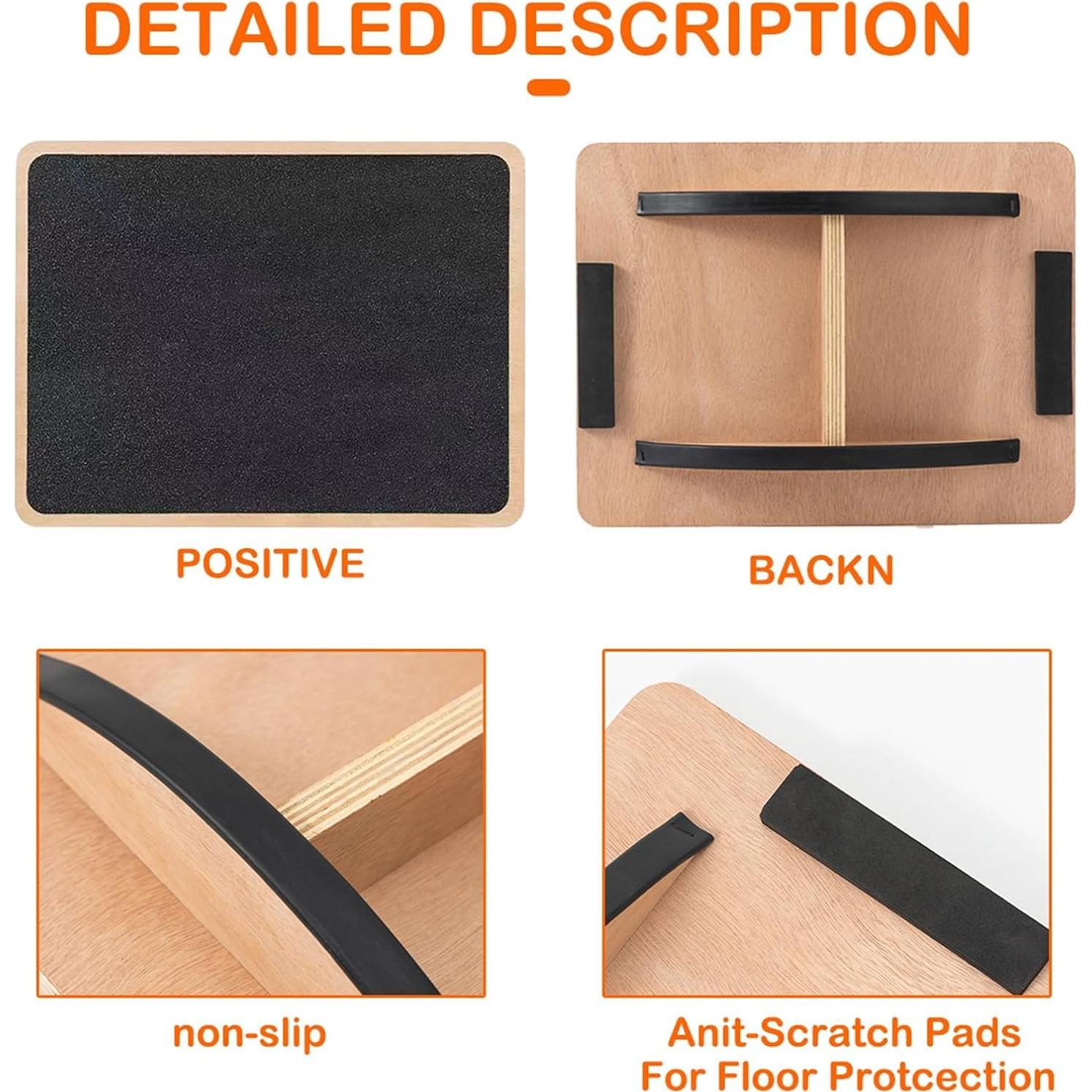 Tabla de Equilibrio Juoe Antideslizante 350LBS Madera 44.45x34.29cm