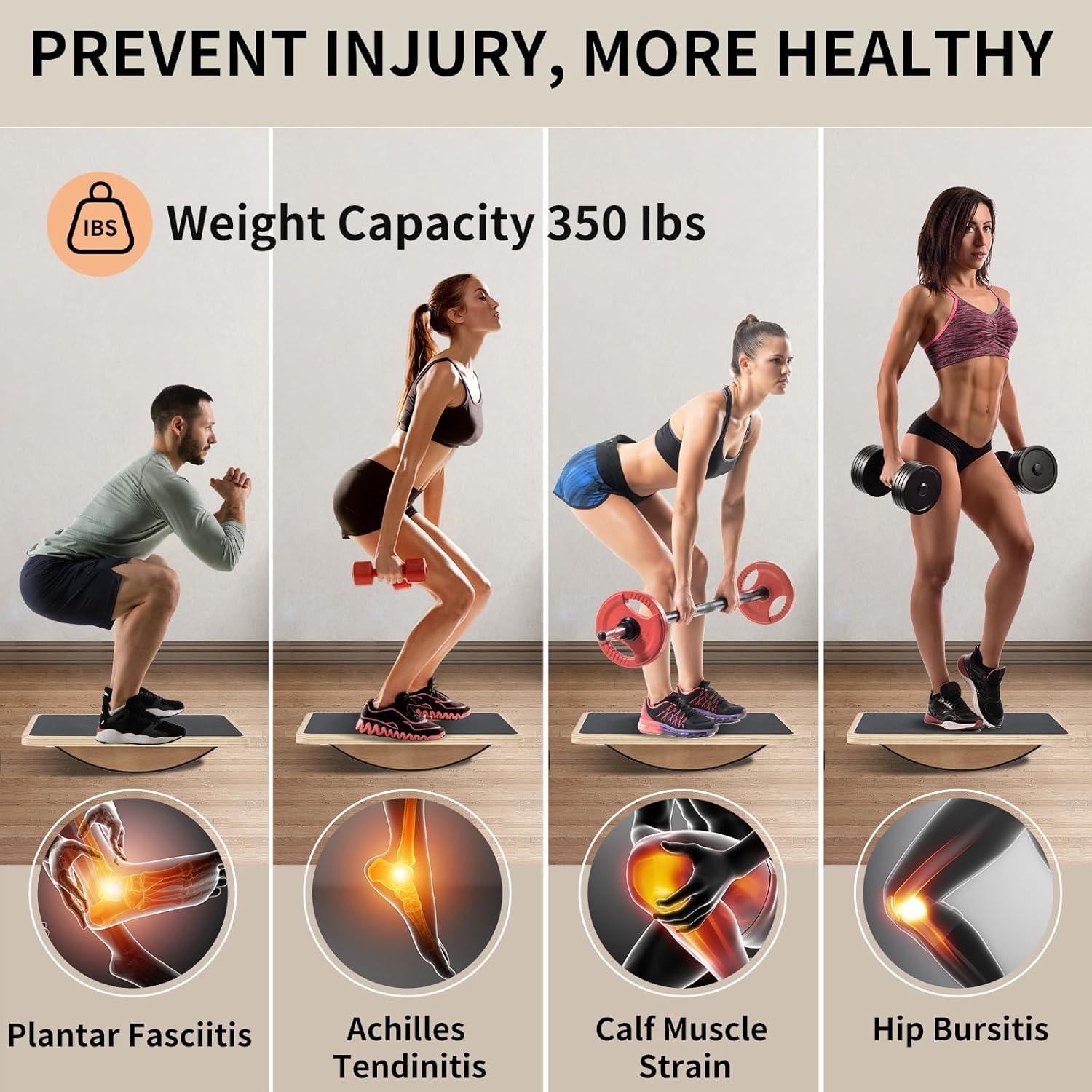 Tabla de Equilibrio Juoe Antideslizante 350LBS Madera 44.45x34.29cm