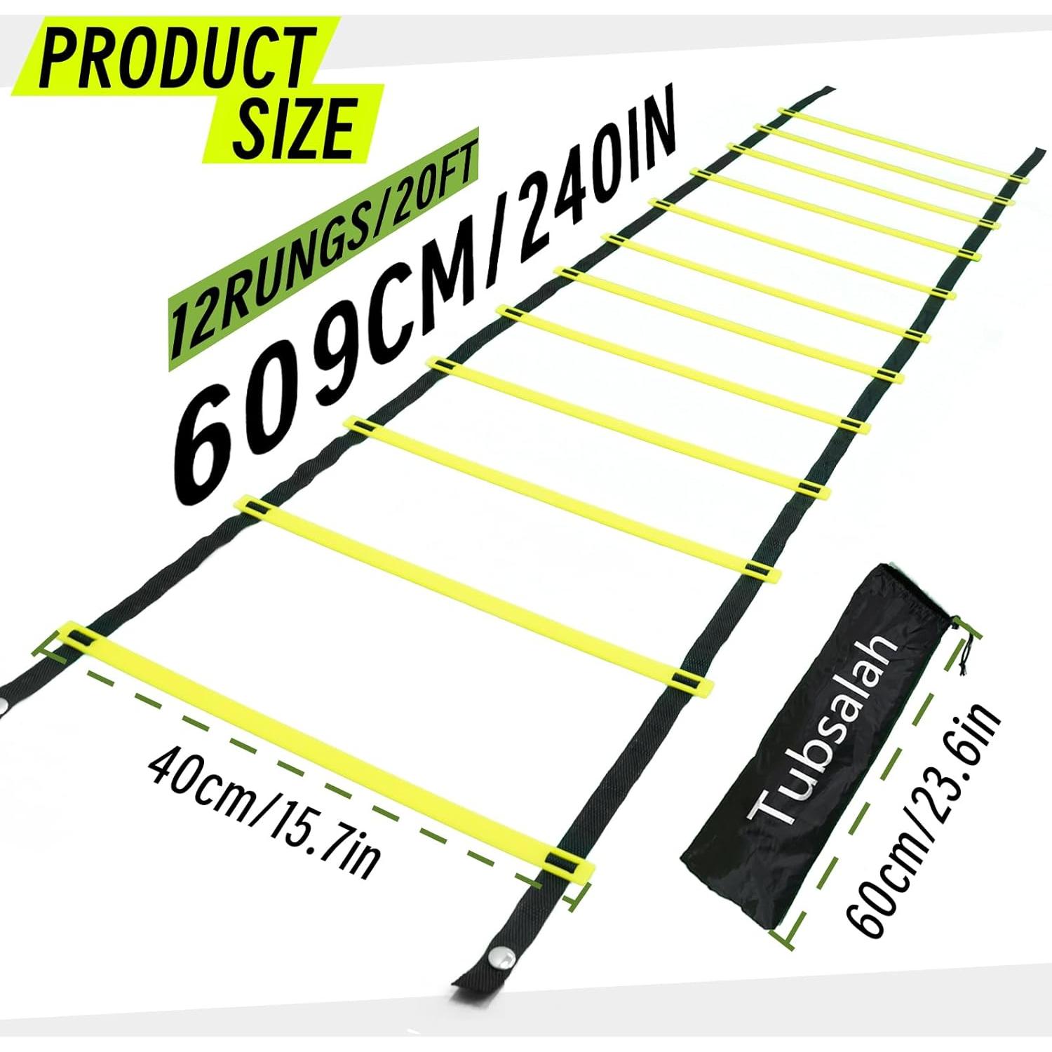 Escalera de Agilidad Ajustable Tubsalah 6m con Bolsa - Entrenamiento Fútbol y Baloncesto