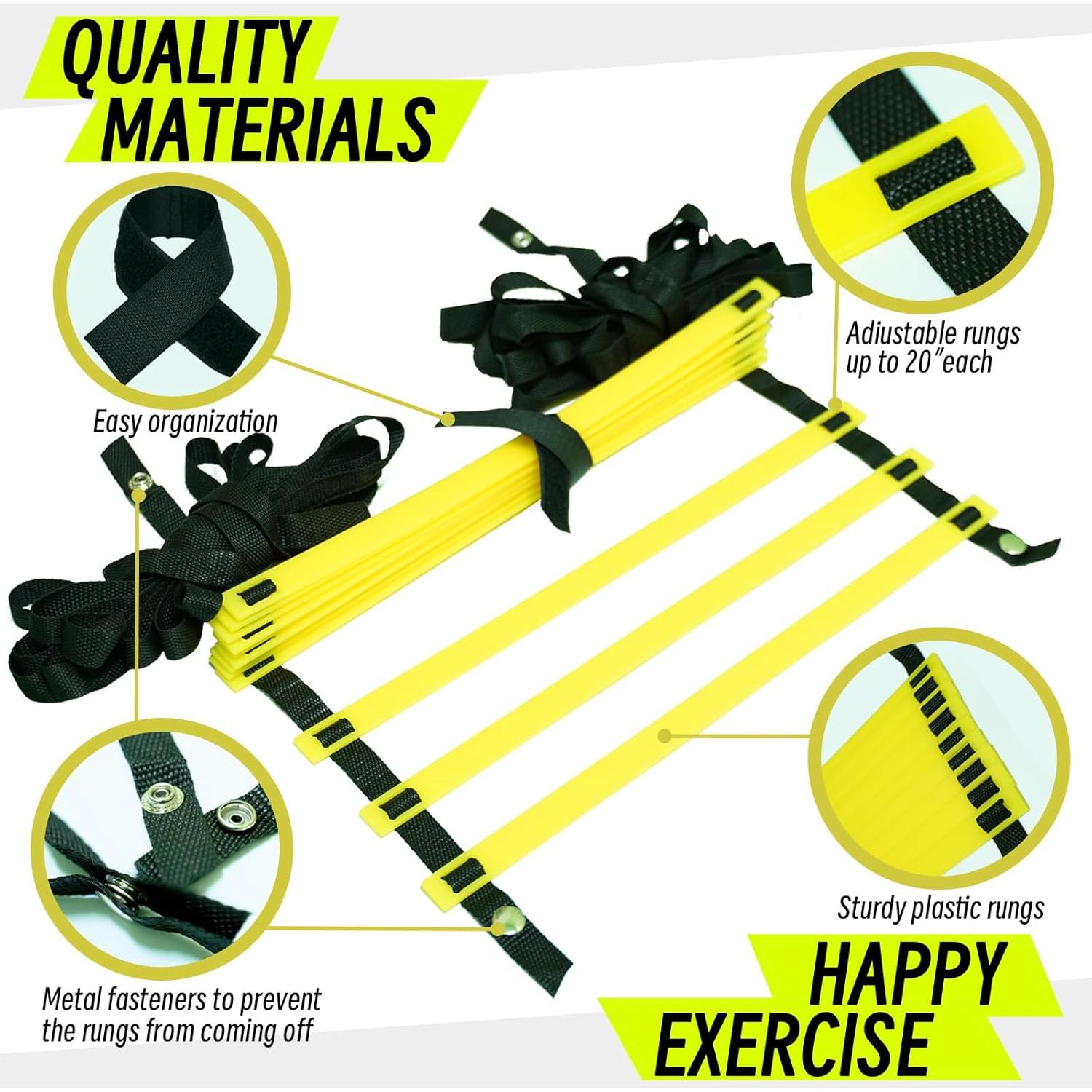 Escalera de Agilidad Ajustable Tubsalah 6m con Bolsa - Entrenamiento Fútbol y Baloncesto