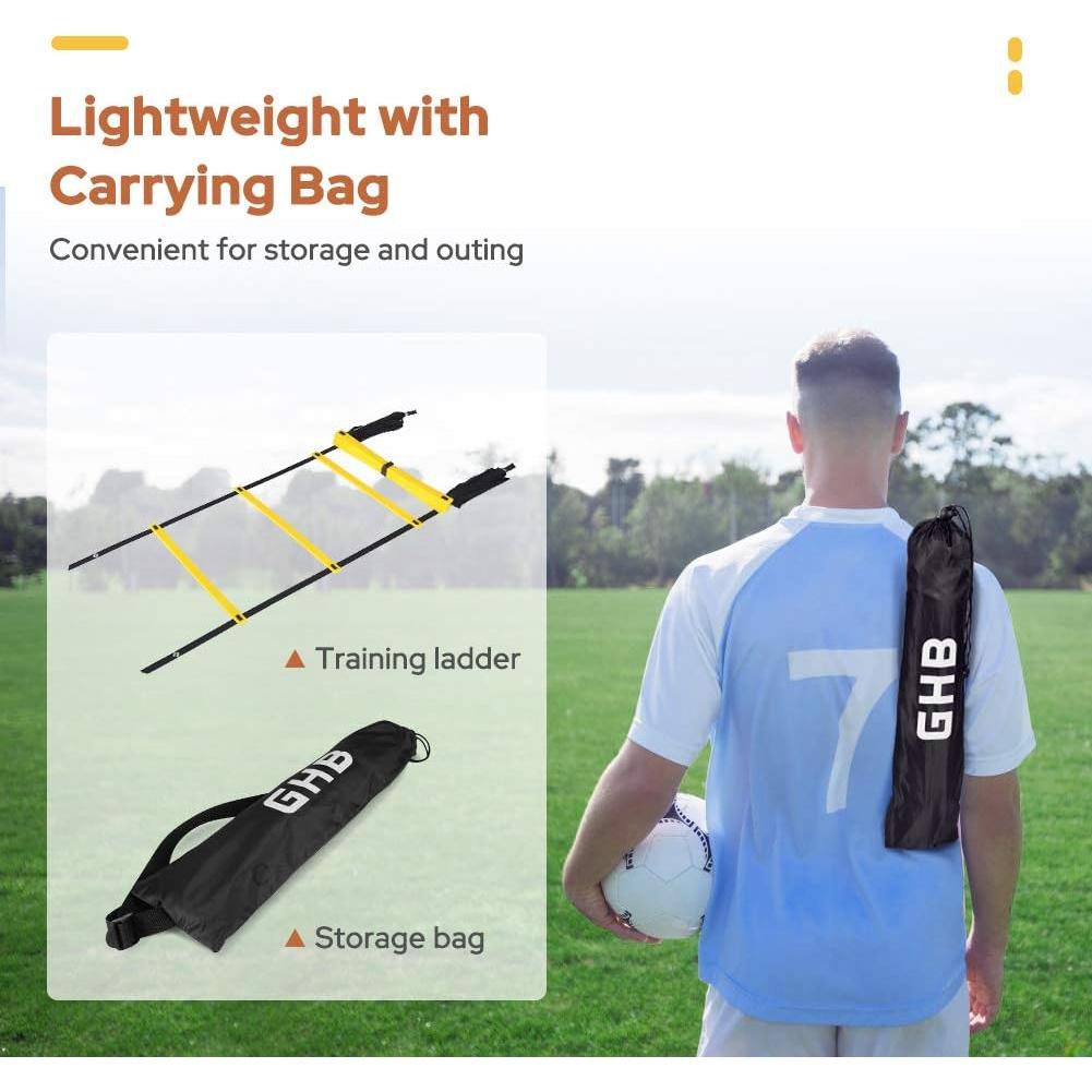 Escalera de Agilidad GHB 12 Peldaños 6.1m con Conos y Paracaídas