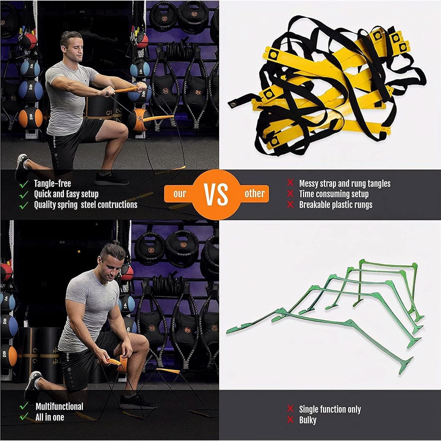 Escalera de Agilidad AlphaWorx 12 Peldaños + 3 Bandas Resistencia