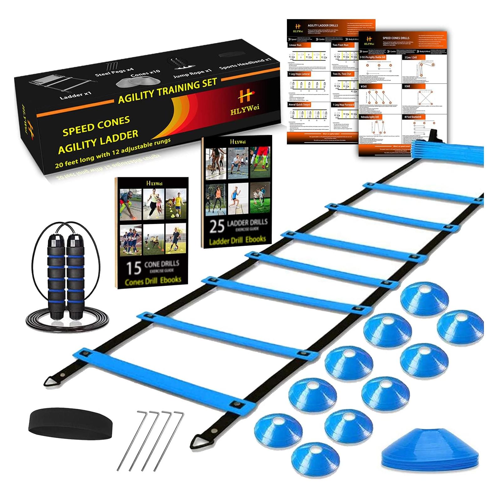 Conjunto de Entrenamiento de Velocidad HLYWEI - Escalera, Conos, Cuerda
