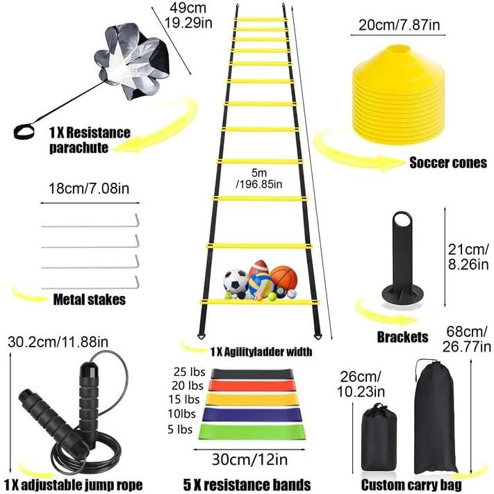 Escalera de Agilidad CHIWALLO 6.1m con Conos y Bandas