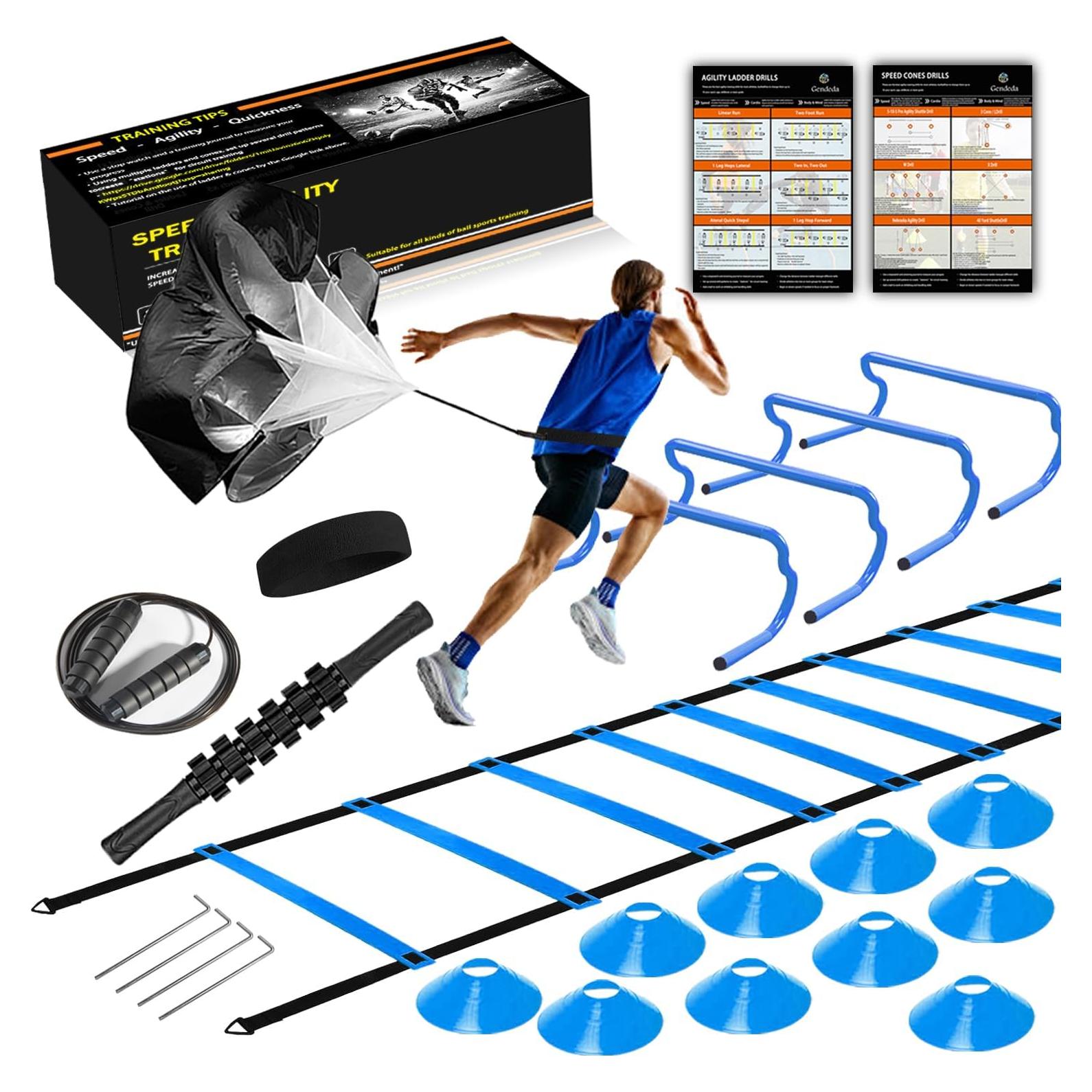 Equipo de Entrenamiento de Velocidad Gendeda con Escalera y Vallas