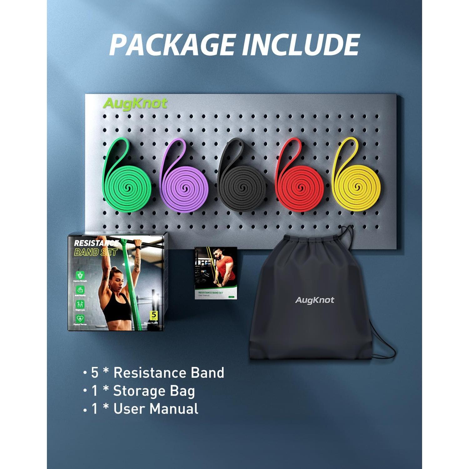 Set de Bandas de Resistencia AugKnot 5 Niveles para Ejercicio